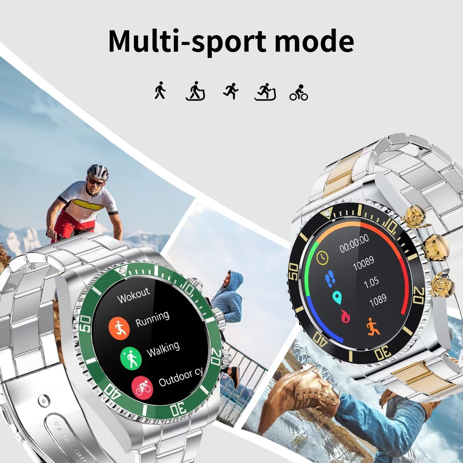 Modny smartwatch dla mężczyzn, ekran dotykowy Bluetooth Smart Watch, sportowy tracker aktywności, monitorowanie zdrowia, inteligentne powiadomienia, czarny