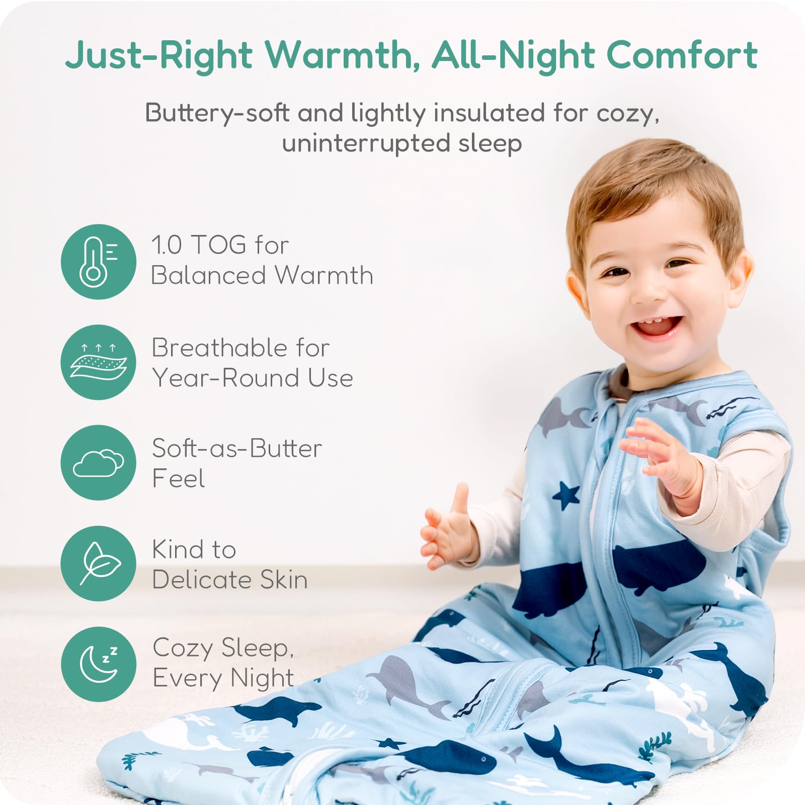 TOTCHILL 1.0 TOG Baby Sleep Sack 3-6 Mouths, Skin-Friendly Wearable Blankets, Sleeping Bags with Special 1-way Zipper, 3-Pack