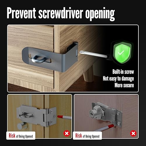 Miniatura 2 de Pestillo de cerrojo para puerta, hierro sólido de 90 grados, cerradura de seguridad para cajón, cerrojo de bloqueo de puerta extra grueso con