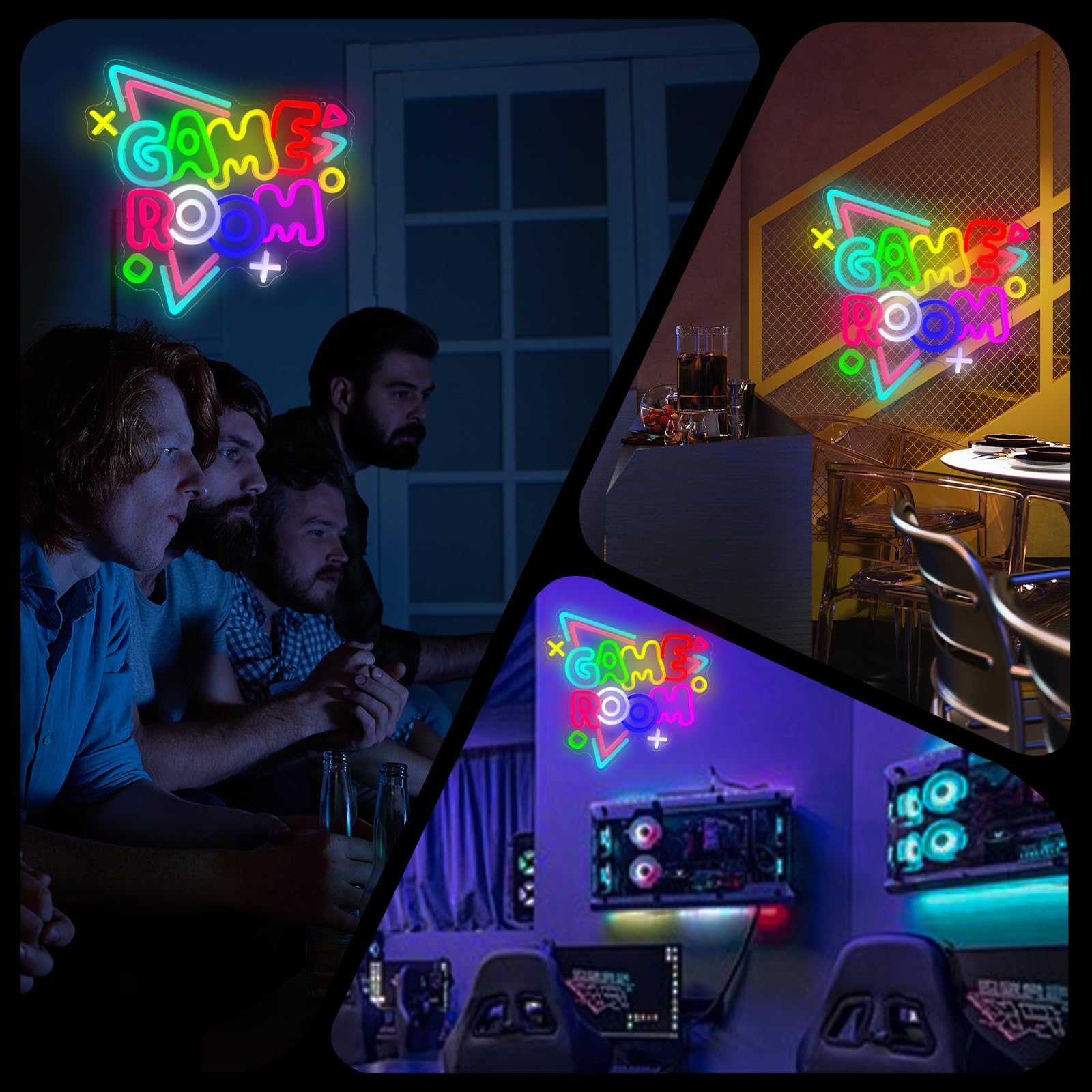Neon LED Gaming, Décoration Murale pour Chambre Gamer et Salle de Jeux, Enseigne Lumineuse Néon avec USB et Variateur d'Intensité, Cadeau pour Ados et Adulte, Accessoire Bar et Deco Chambre