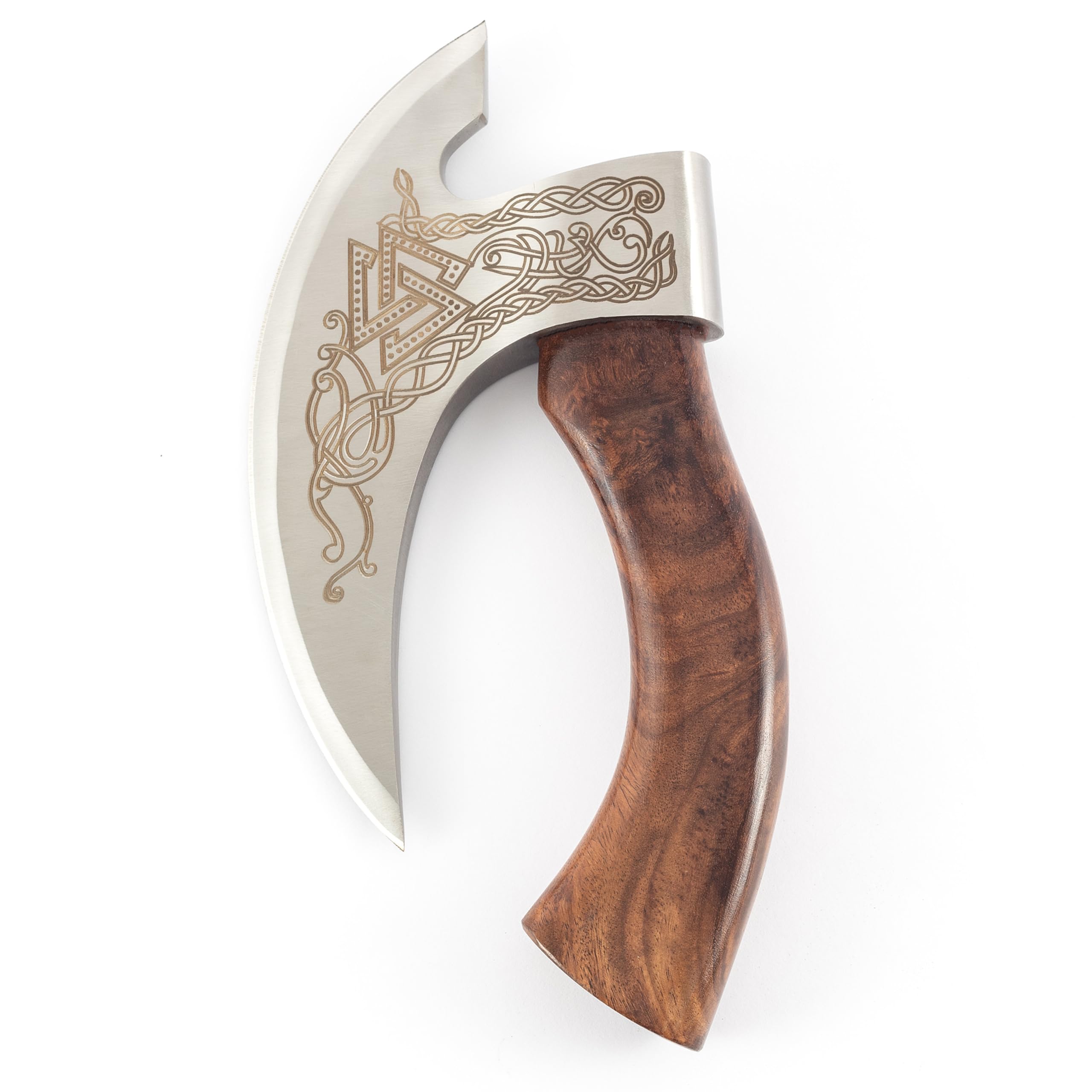 Hanseküche Tagliapizza – Coltello per pizza con rune vichinghe e protezione in pelle – Coltello per pizza, erbe, coltello, cintura da uomo, regalo (marrone scuro)