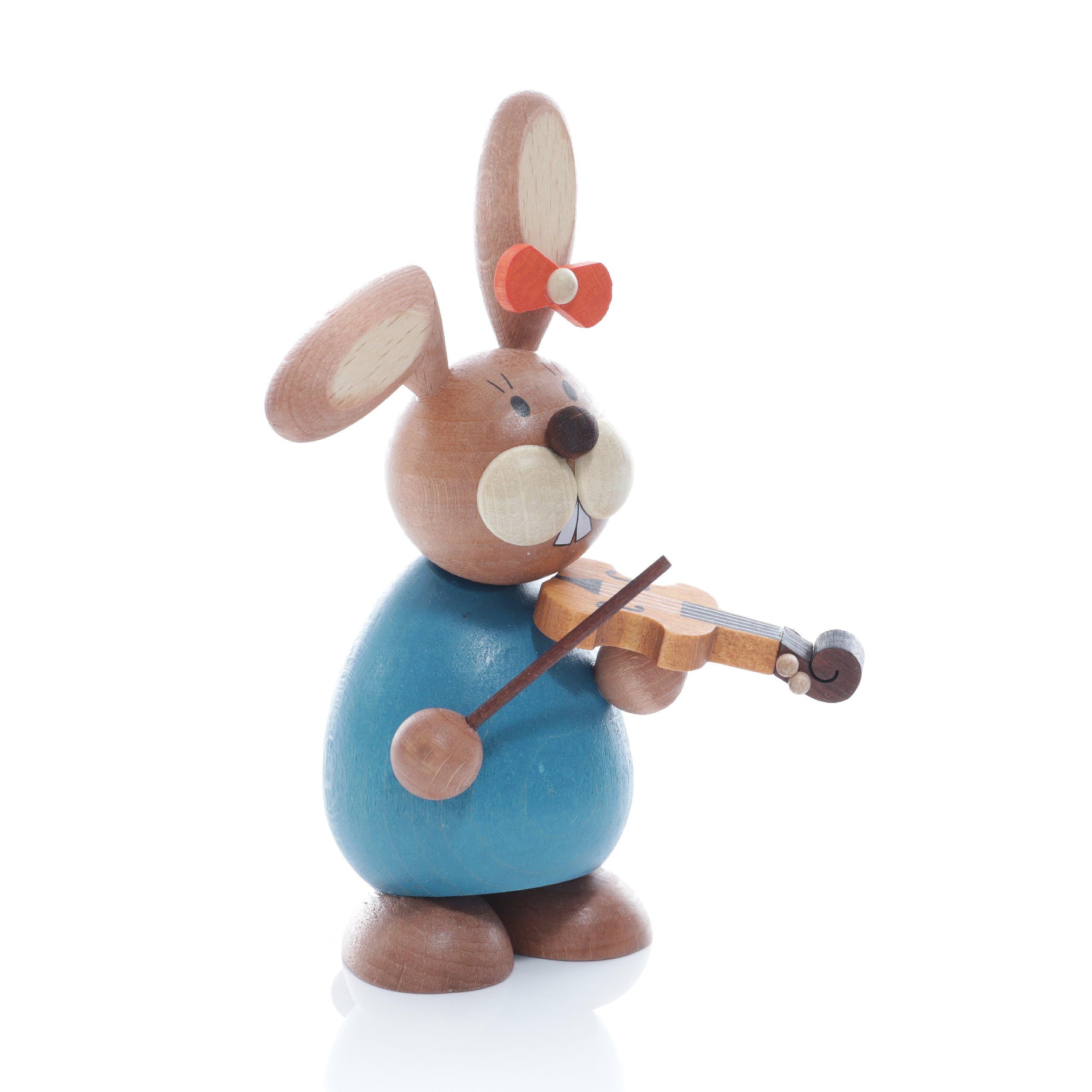 Figurine de lapin de Pâques debout avec violon 6x12cm bibelot fête