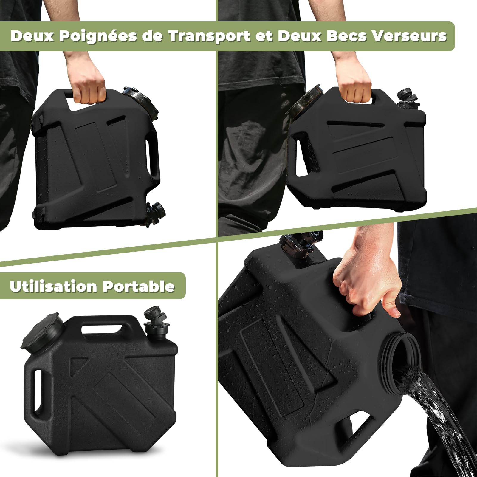 F Fityle Réservoir d'eau avec Robinet Amovible, Camping Bidon Matériau PE/PP Renforcé, Contiateur à Eau, Réservoir pour Camping-Car, Voyage et Activités Extérieures