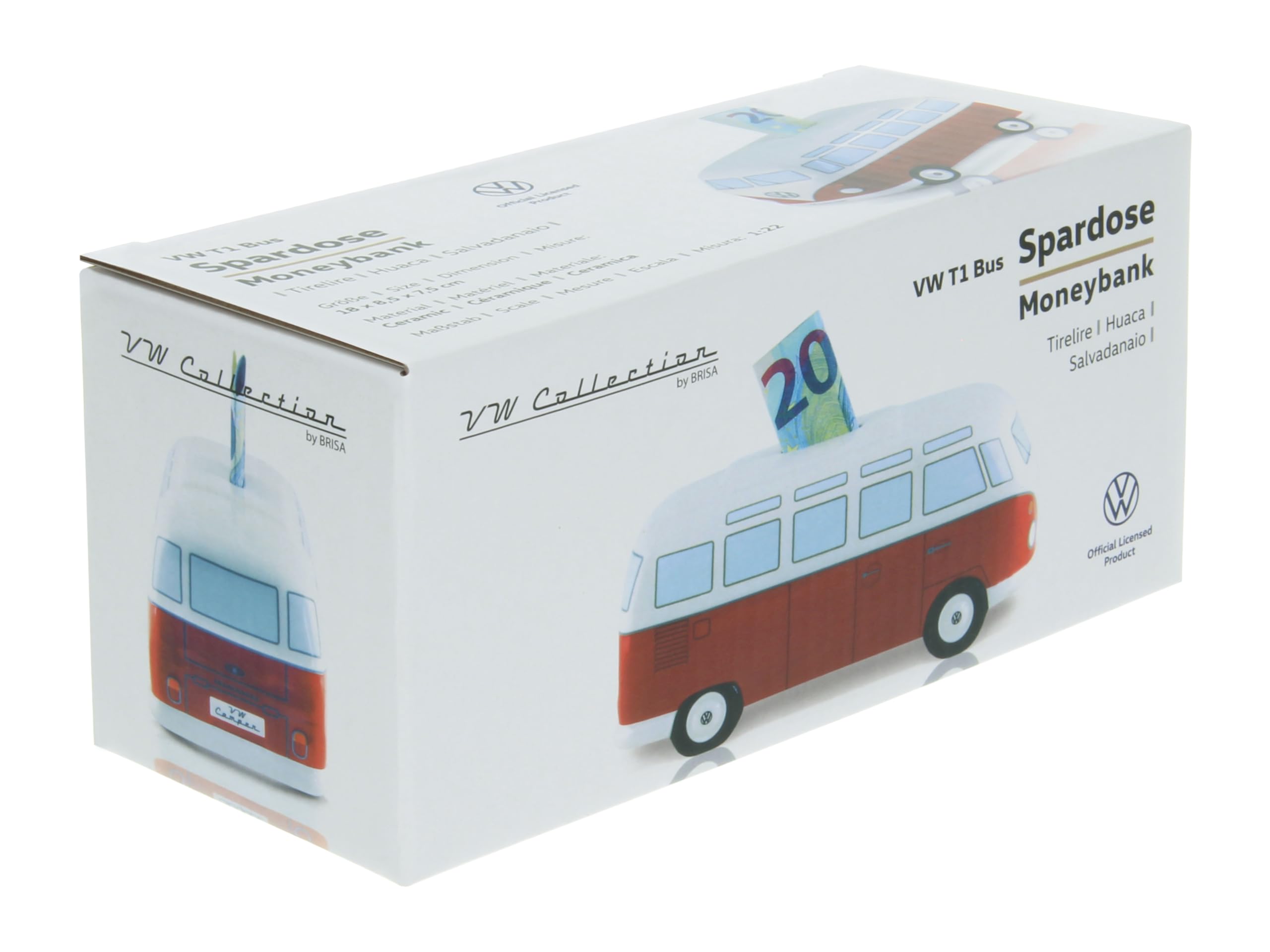 BRISA VW Collection - Hucha de Cerdito T1 Camper Bus Samba (Classic Bus/Rojo)