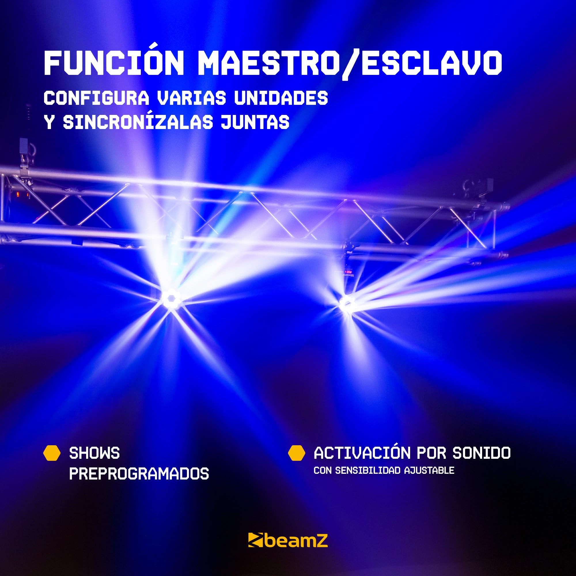 BeamZ Panther 80 Cabeza Móvil con 6 Lentes Rotativas, 12W Led CREE RGBW, DMX, Función Master/Esclavo, Shows Preset, Foco Luz Movil Activo al Ritmo de la Música