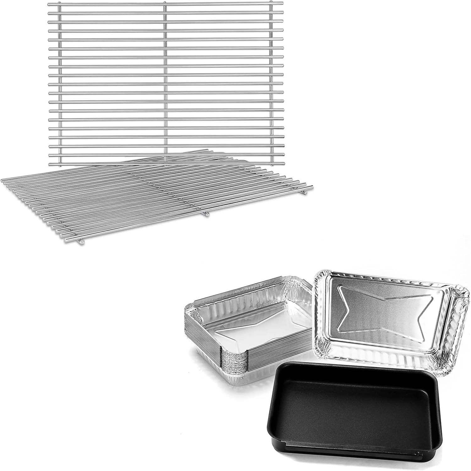 Uniflasy 18.75" Cooking Grate and 93305 Grill Catch Pan Holder for er Genesis II