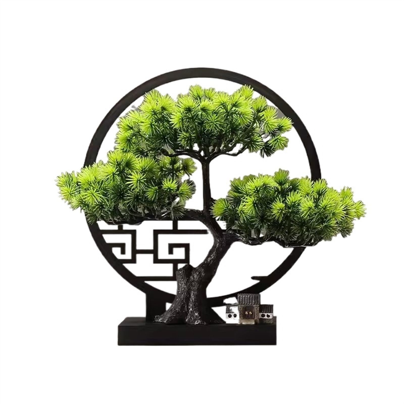 HCZKIUJY Artificial Bonsai Tree Artificial Welcome Pine Bonsai Screen Decoration Zen Simulated Tree Living Room Porch Cabinet Office Landscape Decoration Fake Plant Decoration (C)