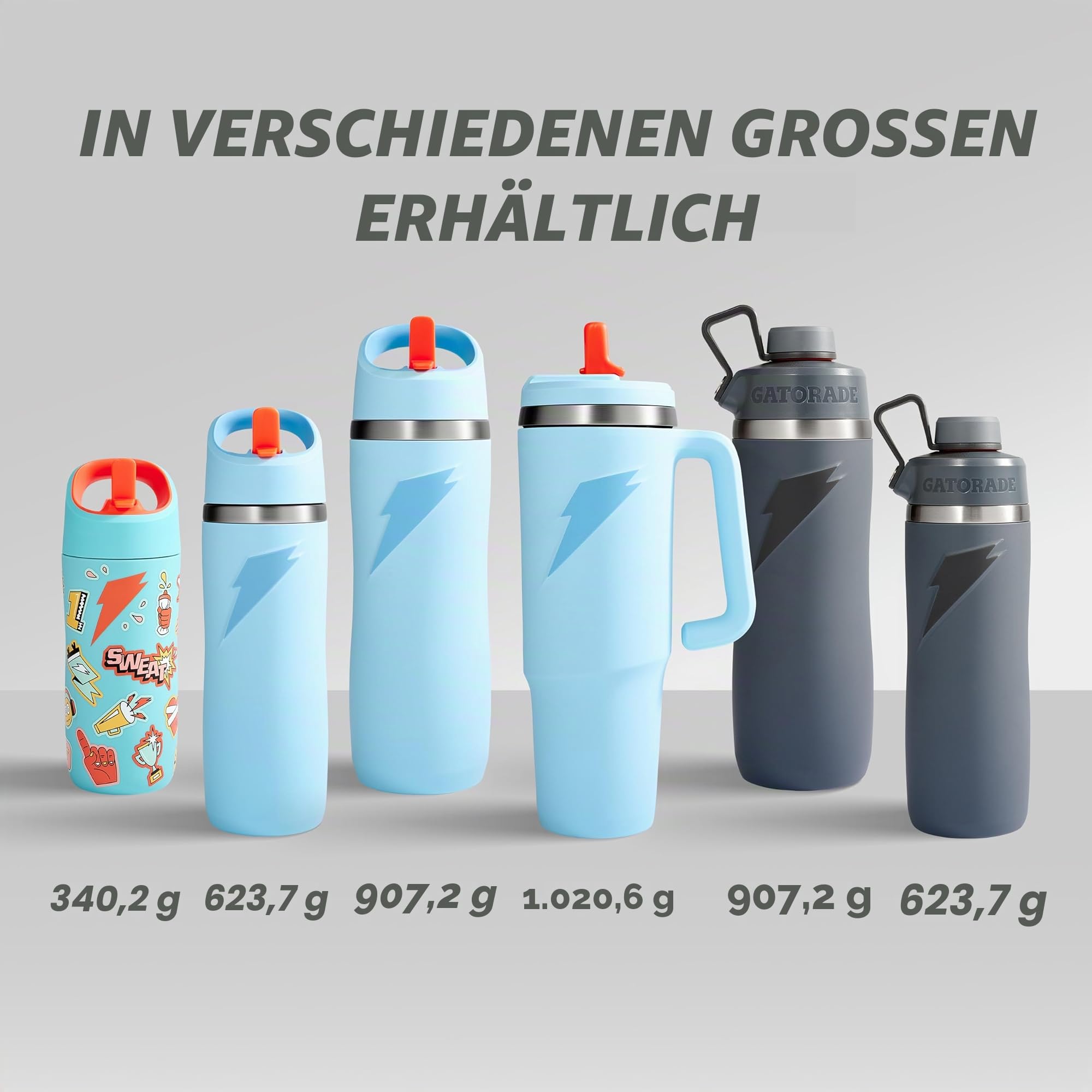 Gatorade 'Overtime' Edelstahl-Wasserflasche, Drehverschluss, 625 ml, Grau