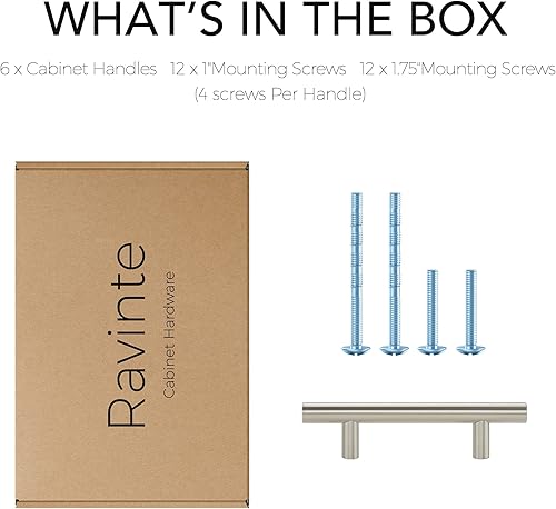 Miniatura 100 de Ravinte - 30 manijas de acero inoxidable para armario de cocina, 5 pulgadas de largo, agujero de 3 pulgadas, rosado