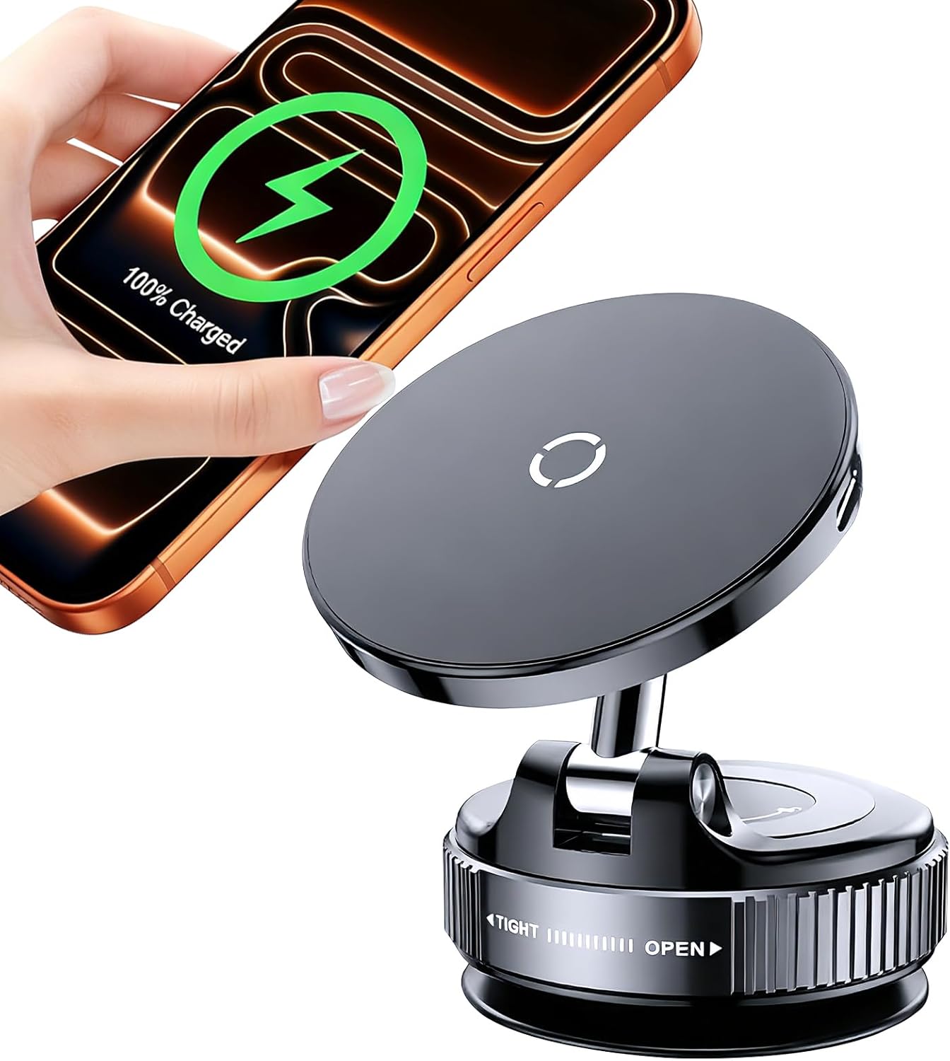 for MagSafe Car Mount Charger [15W Fast Wireless Charging] [108 lbs Nano Gel Suction] Cup Phone Mount for Car, 360° Adjustable Vacuum Magnetic Phone Holder for iPhone 12-17 Pro Max