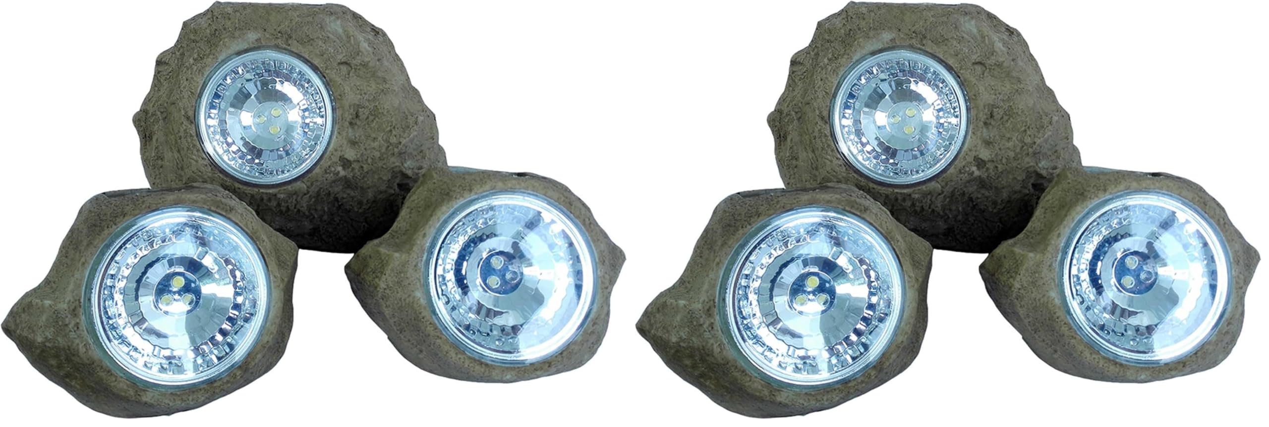 LUMI JARDIN Lotto di 3 rocce solari H14cm ROCKY BROWN (Confezione da 2)