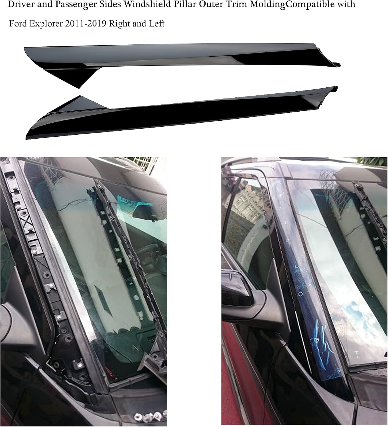 Blасk Frіdау - 70% оƒƒ Gagsu Windshield A-Pillar Molding Driver & Passenger Side BB5Z7803137AB BB5Z7803136AB W/Side Tape Compatible with Ford Explorer 2011-2019 BB5Z7803145AA Front Windshield Outer Pillar Trim Molding
