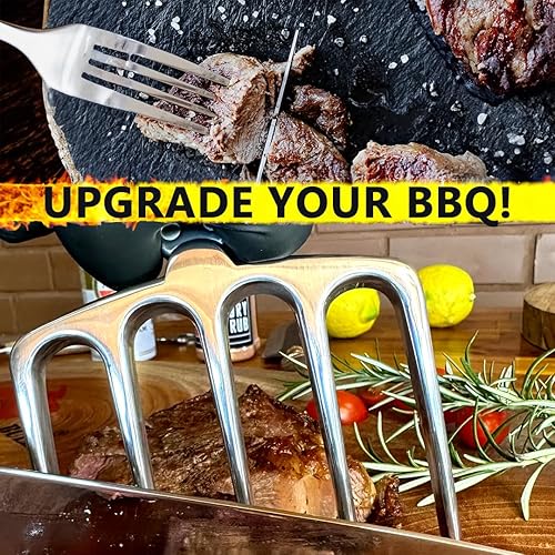 Miniatura 4 de BEEF BULL Kit de tenedor de carne pulida y base decorativa de madera, accesorios para asar a la parrilla de metal sólido y madera mango estilizado