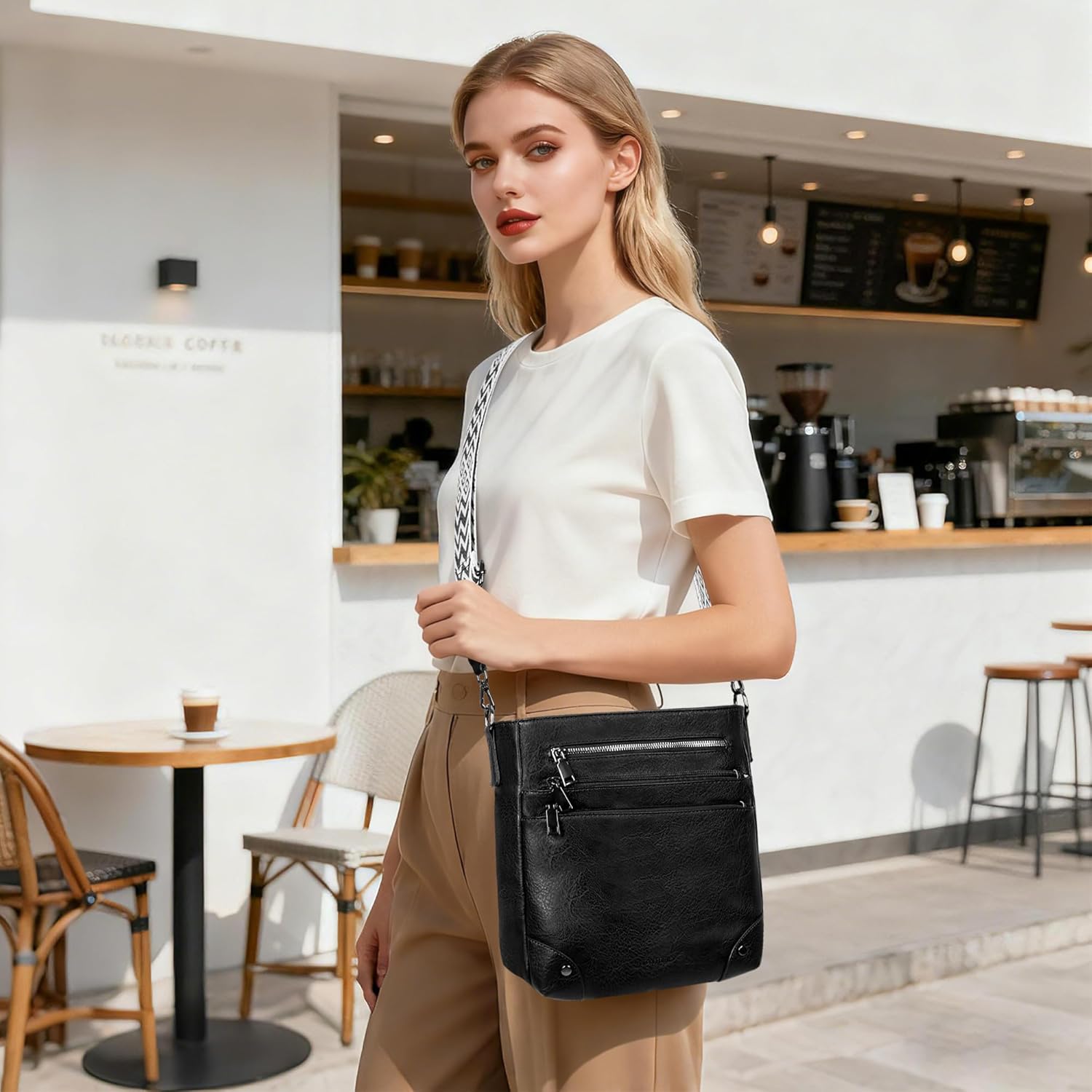 TANTOMI Crossbody Bag for Women，Shoulder Hobo Bag Multi Pocket Cross body Purse Vegan Leather Travel Adjustable Strap - Image 2