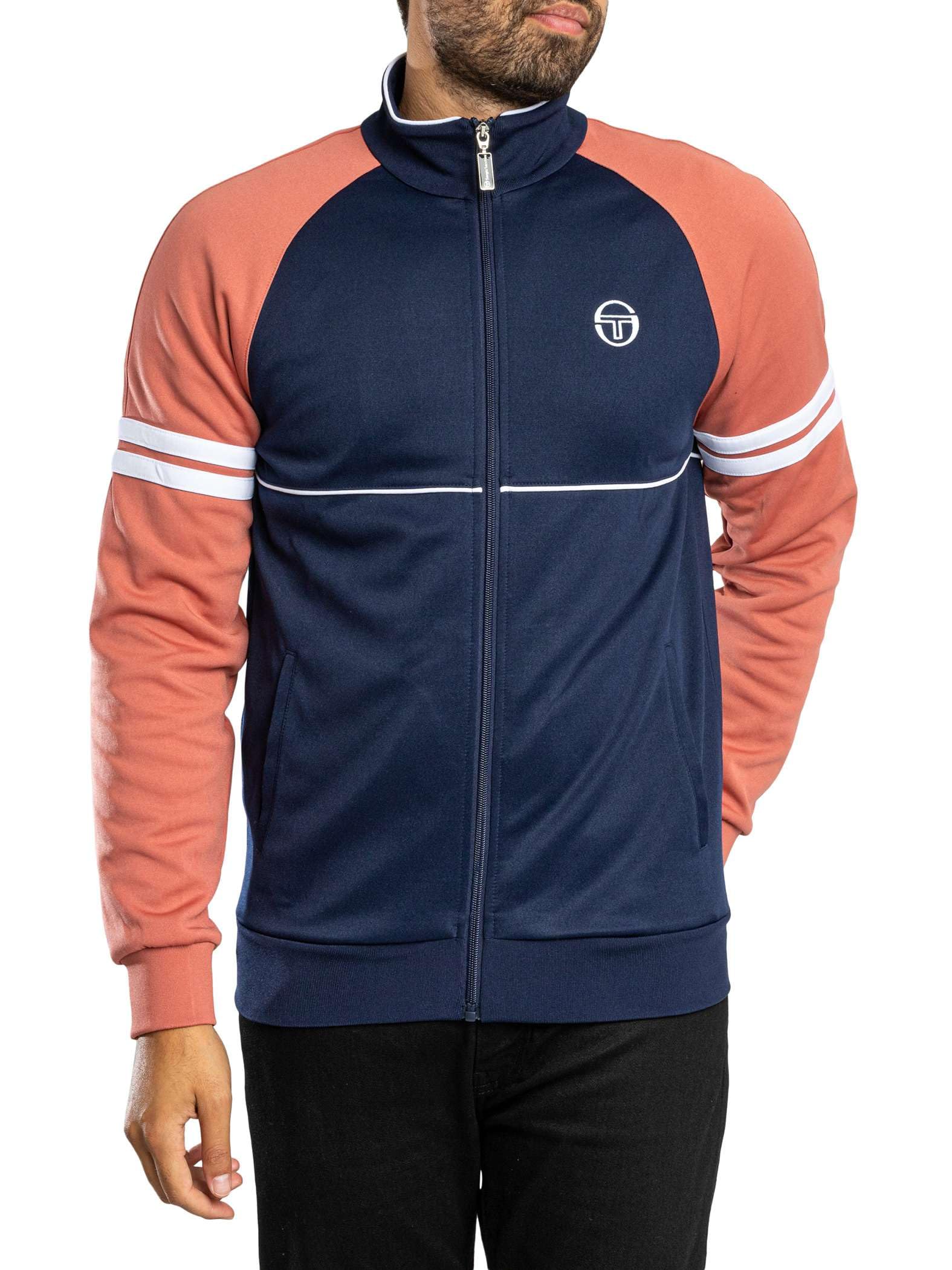 Sergio Tacchini Men's Logo Track Jacket, Maritime Blue/Mahogany/White