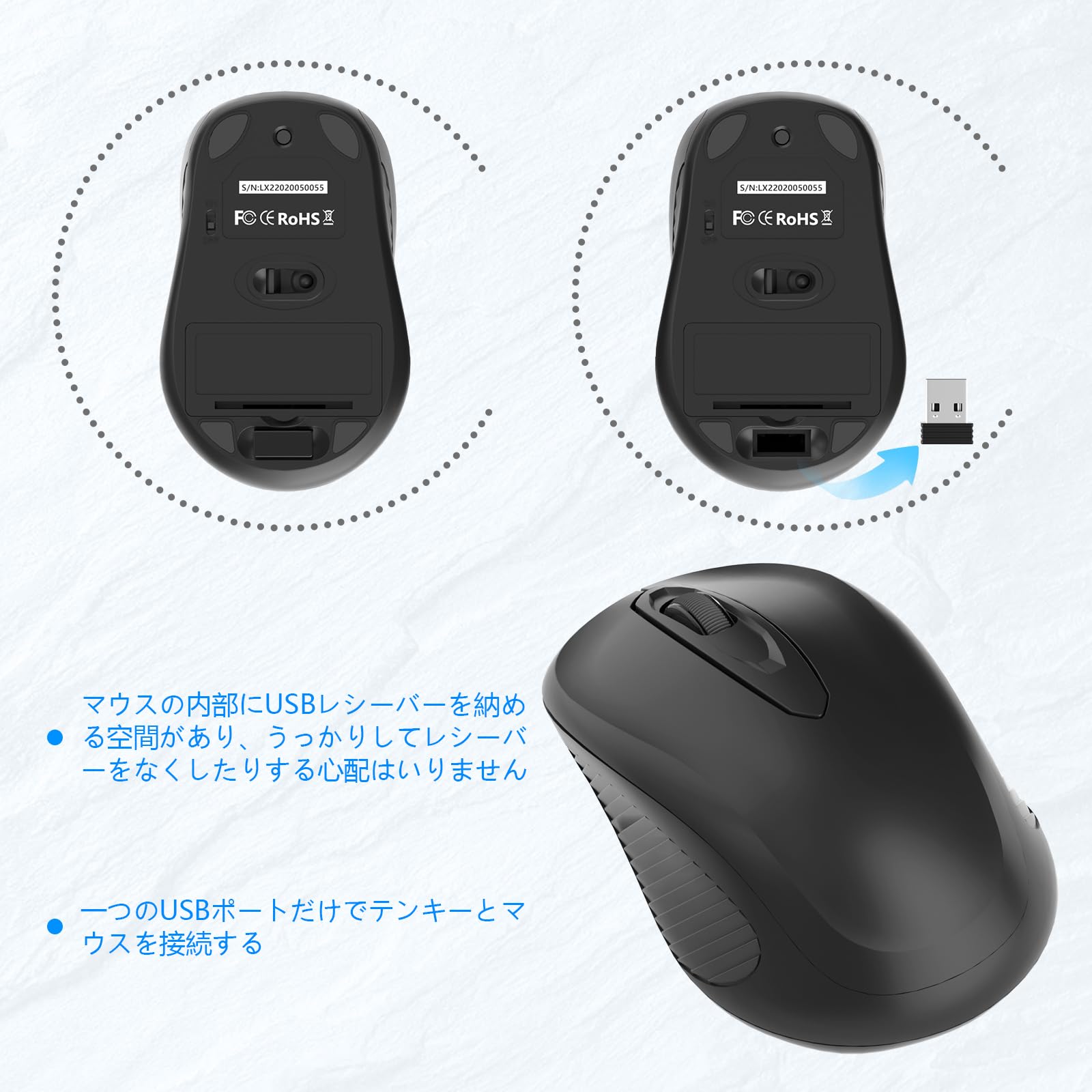 Amazon | テンキー マウス セット ワイヤレス、USB受信機能付き 2.4G