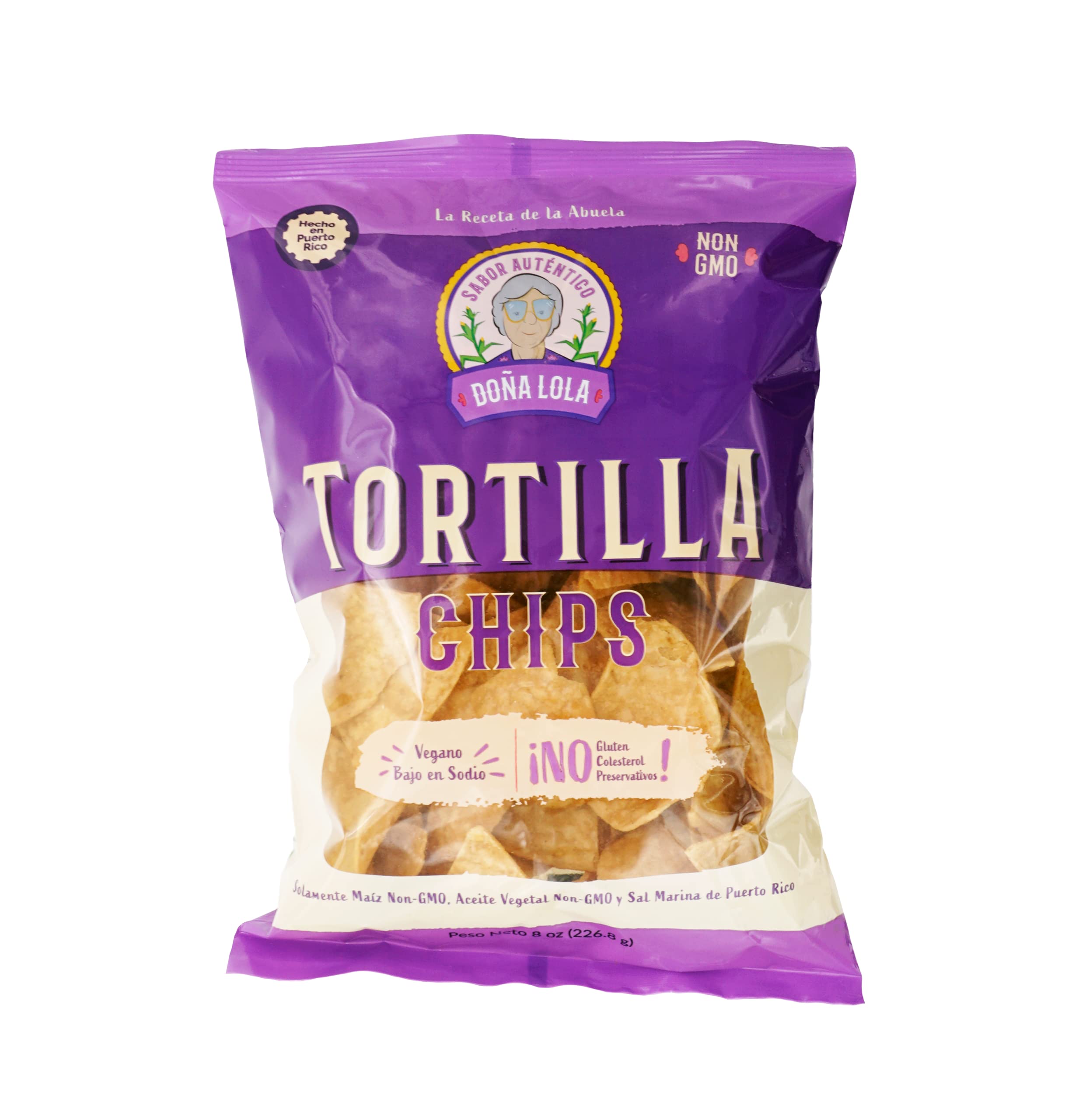 Doña Lola White Corn Tortilla Chips, Artisan-Style, Crunchy & Sturdy for Dipping, Unsalted Natural Flavor, Non-GMO, Gluten-Free, Low Sodium, No Preservatives, 2-pack, 8 oz bag each | Crushing-Resistant Box