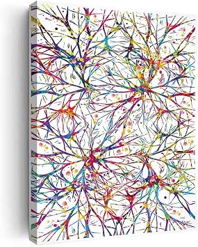 DAVUD Decor Canvas Art,Neural Connections Watercolor Print Abstract Medical Art Science Neurology Brain Psychiatry Therapy Art Doctor Poster Neuron Synapses- 16in x24 in-Ready to hang