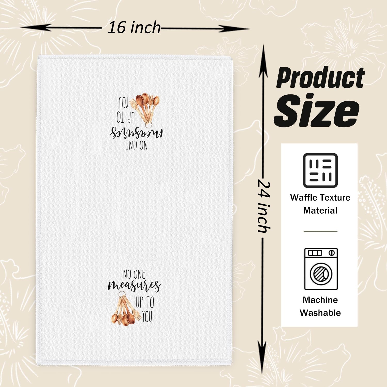 Funny Baking Gifts Kitchen Dish Towels, Gifts for Baking Cooking Lovers, No One Measures up to You Decorative Hand Tea Towels for Kitchen, 16x24 Inch image 2