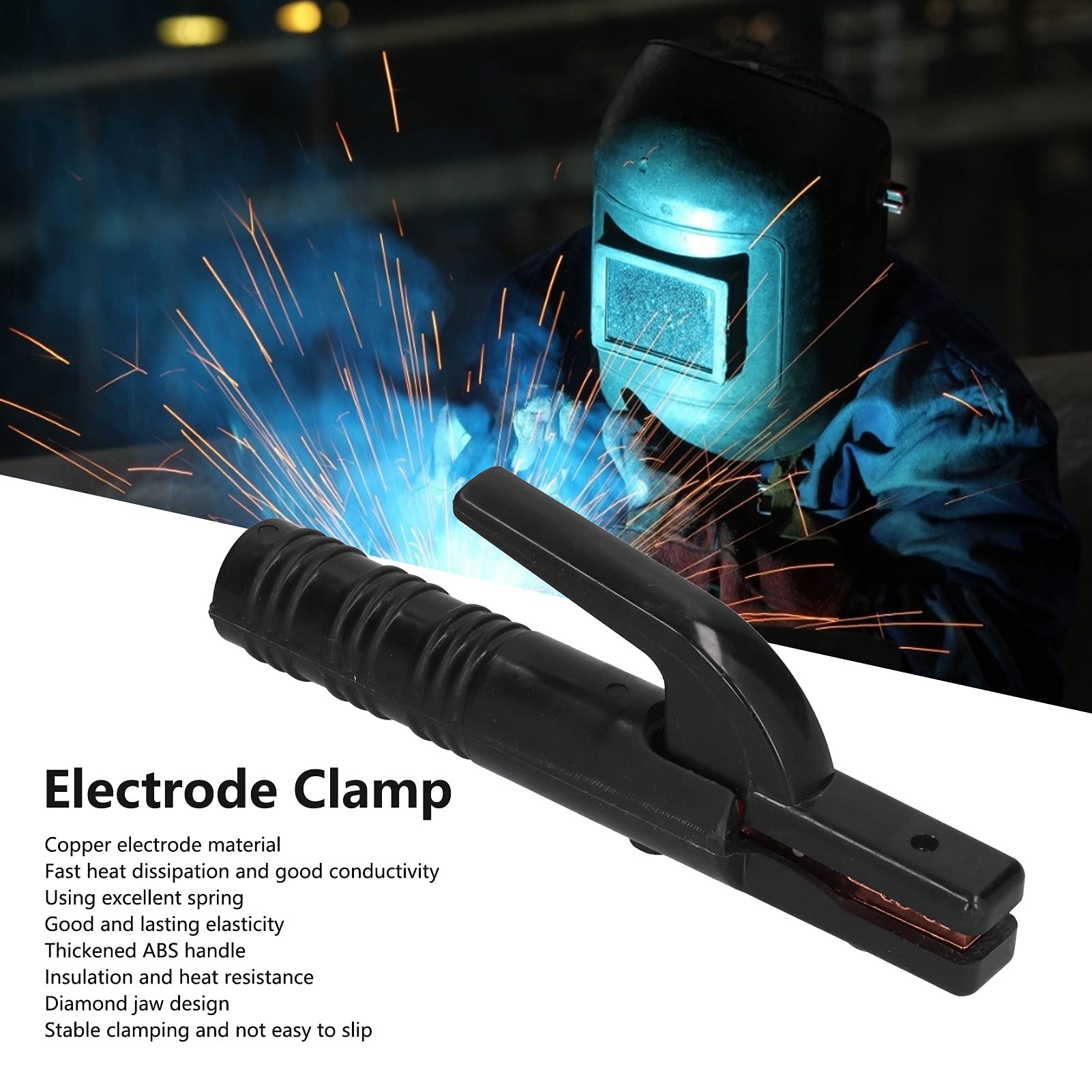 Yuecoom 300A Welding Copper Electrode Clamp, Welding Rod Holder Electrode Holder Welding Machine Electrode ABS Handle Holder Electrician Weld Machine Accessories