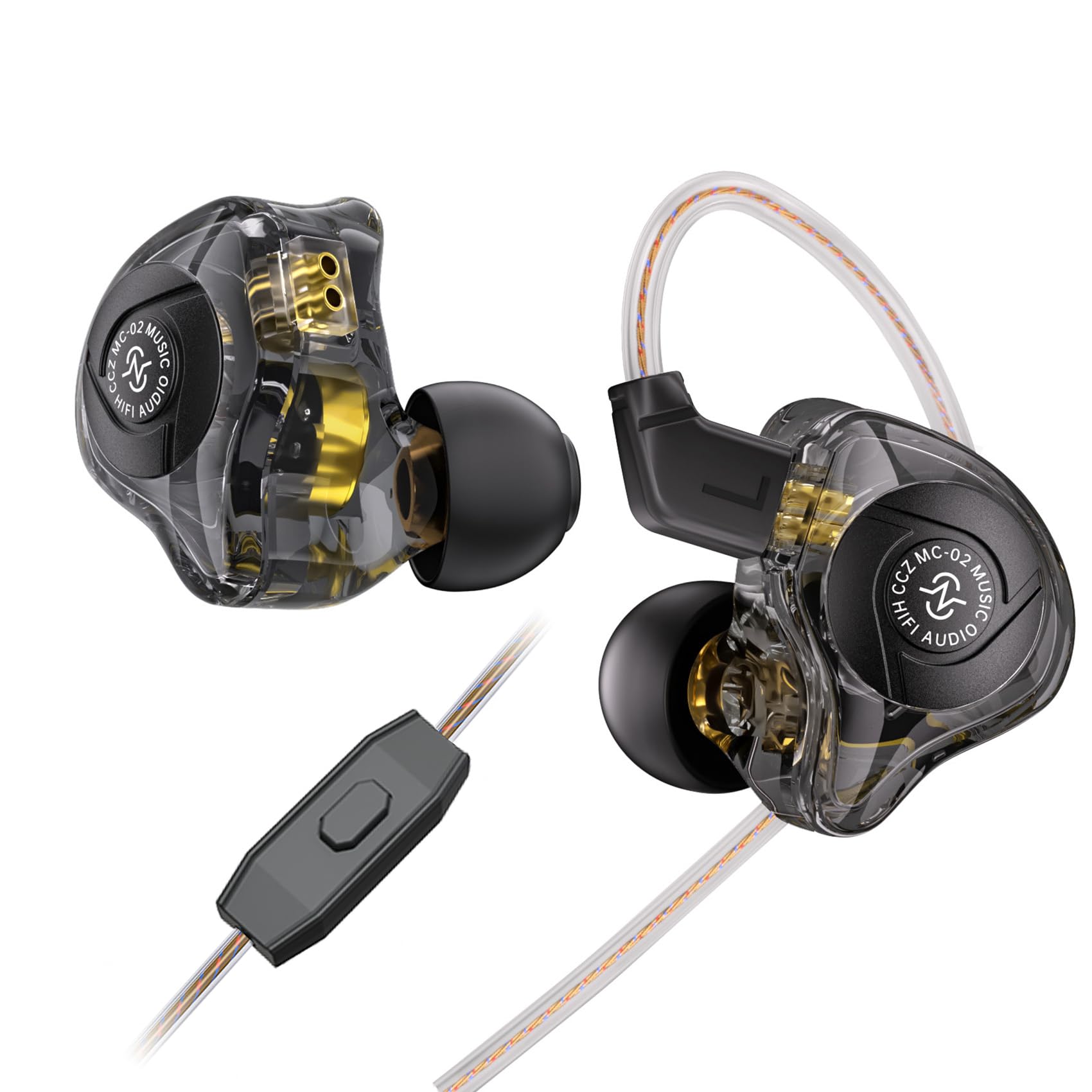 HiFi IEM for Gaming, CCZ MC02 in Ear Monitors, Clear Crystal Sound Gaming Earbuds, 10mm 1DD Wired Headphones with Patented IEMS Ear Tips for Computer