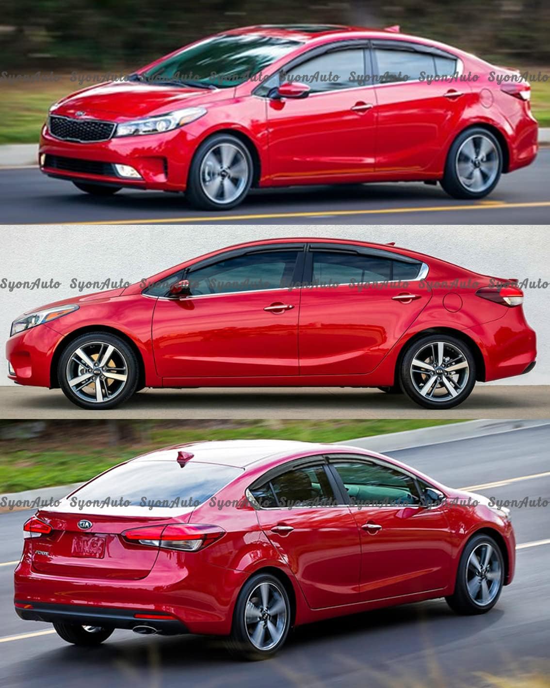 FITS 2014-2018 KIA Forte K3 Sedan 3D Wavy Mugen Style Window Visor RAIN Guard Vent