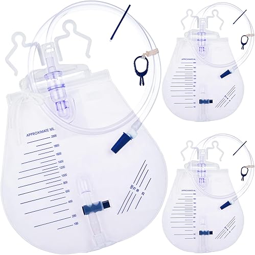 Miniatura 16 de Bolsas de catéter de 67.6 fl oz para hombres, bolsa de drenaje de orina con cámara antirreflujo, colección de orina de gran capacidad durante la
