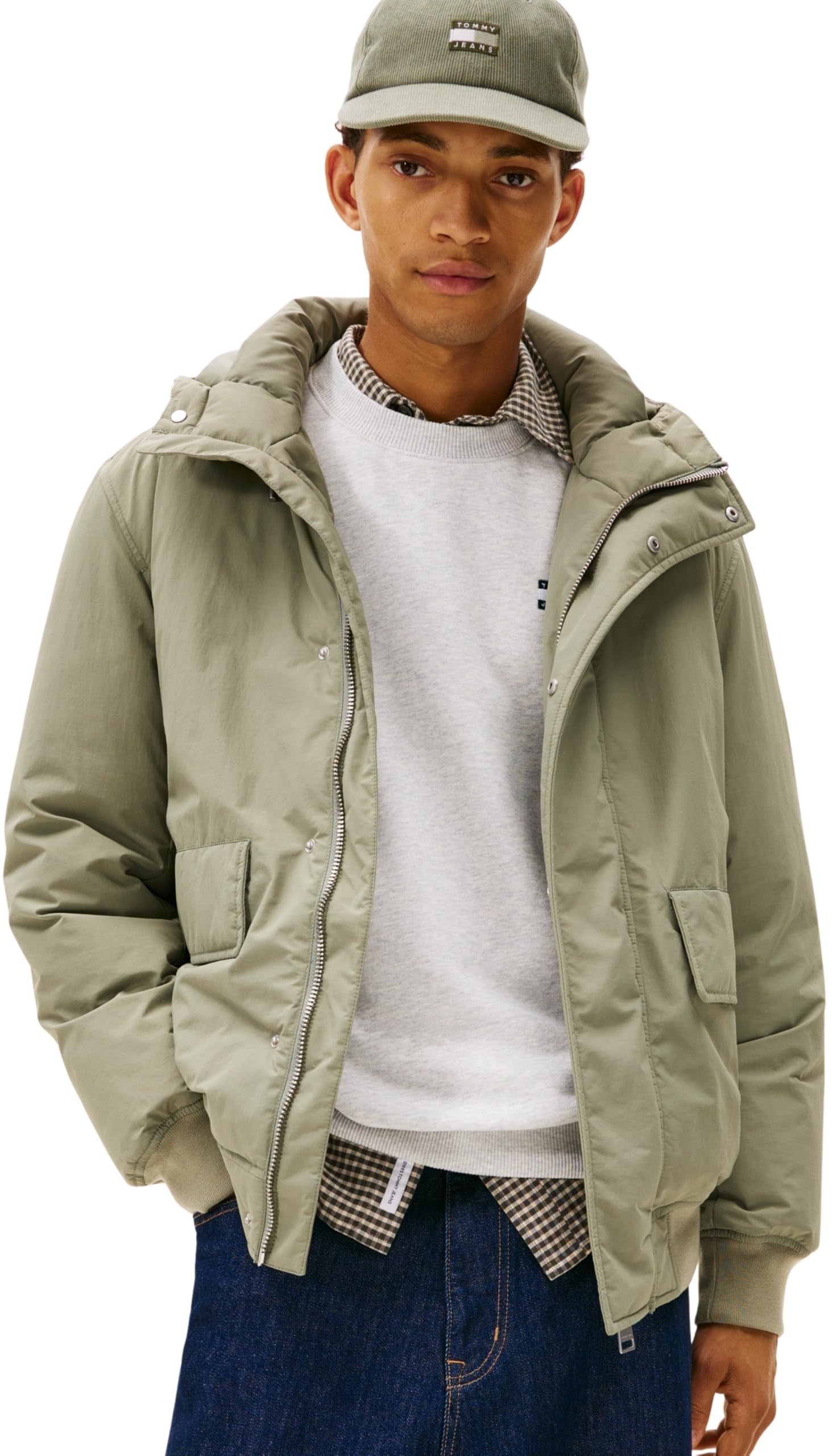 Tommy Jeans Men's TJM City Ready Bomber Dm0Dm22032 Other Jackets, Green (Utility Sage), XL