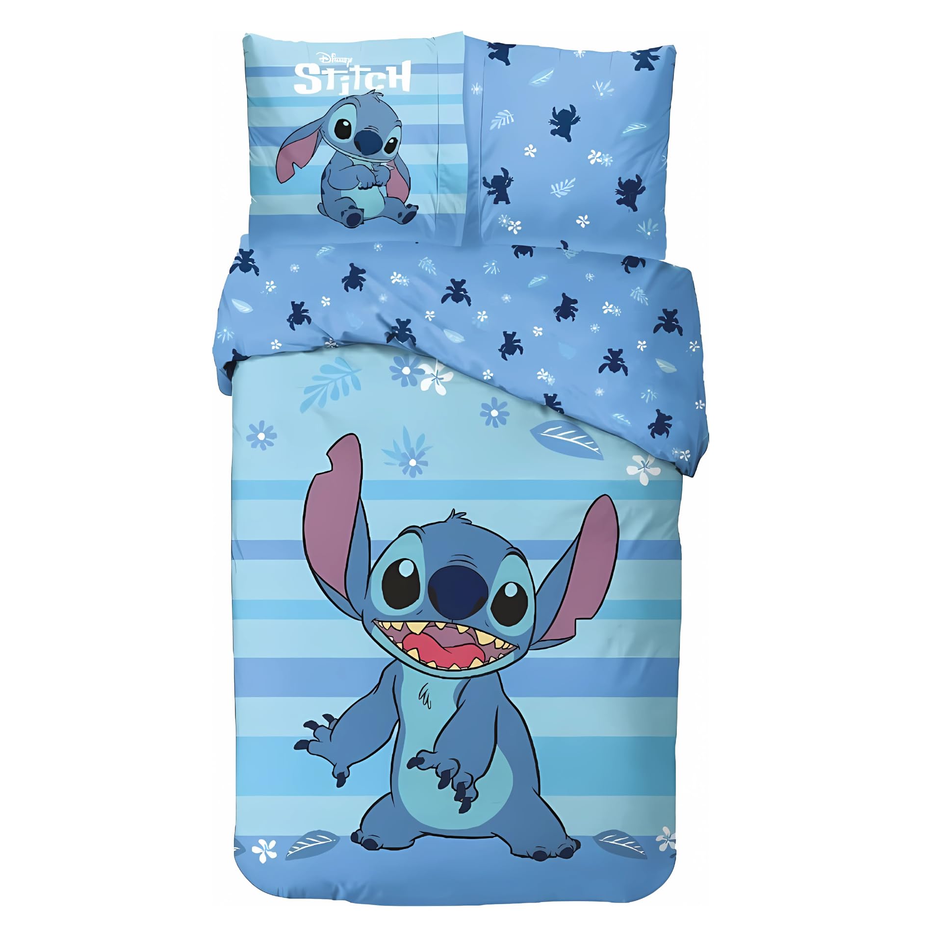 Stitch Dekbedovertrekset, katoen, omkeerbaar, 140 x 200 cm, kussensloop 63 x 63 cm, 100% katoen (beddengoed Stitch, 140 x 200 cm