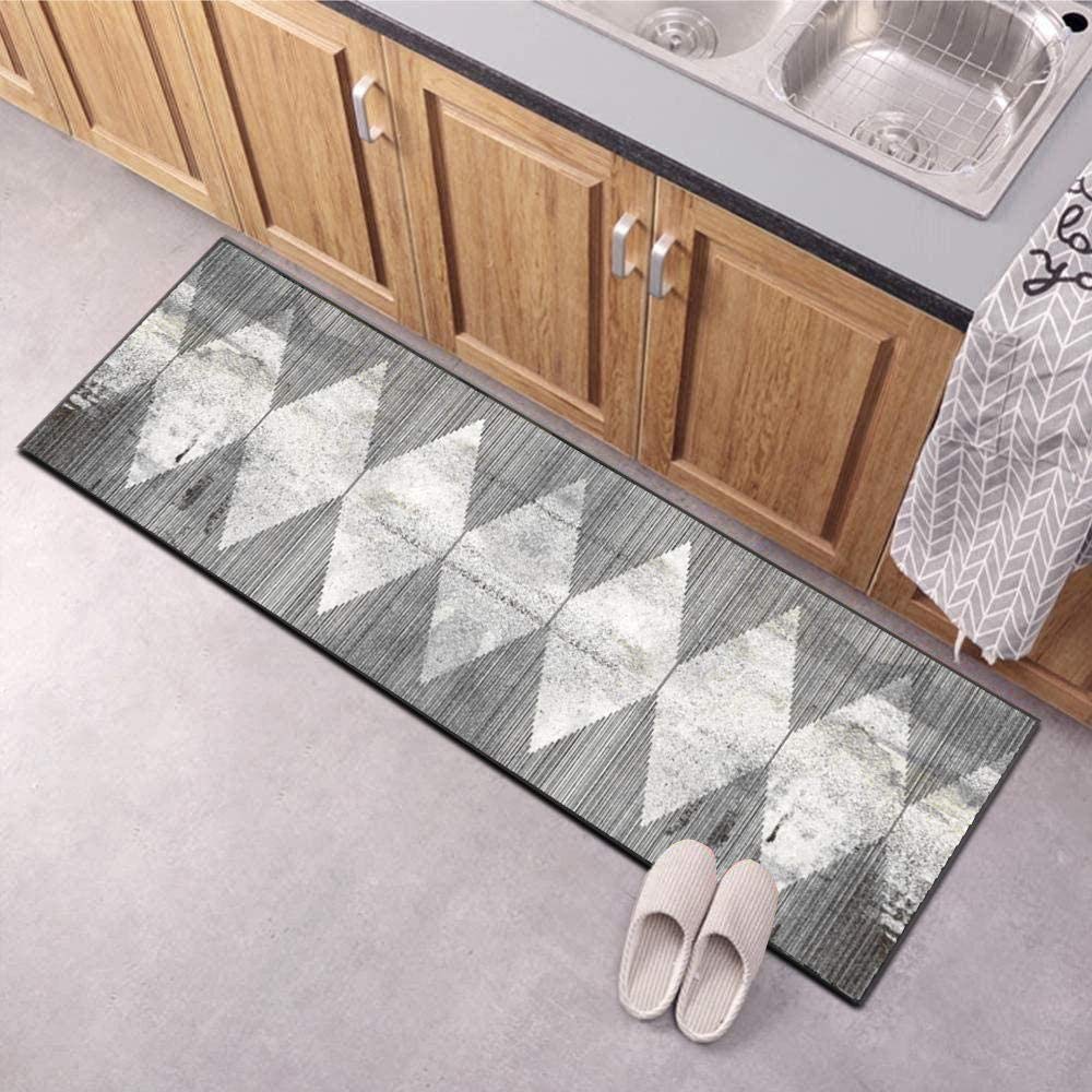 Bieżnik dywanowy 110 x 240 cm, geometryczna krata, szary, długie chodniki, dywaniki kuchenne, antypoślizgowe, zmywalne, do sypialni, do przedpokoju, salonu