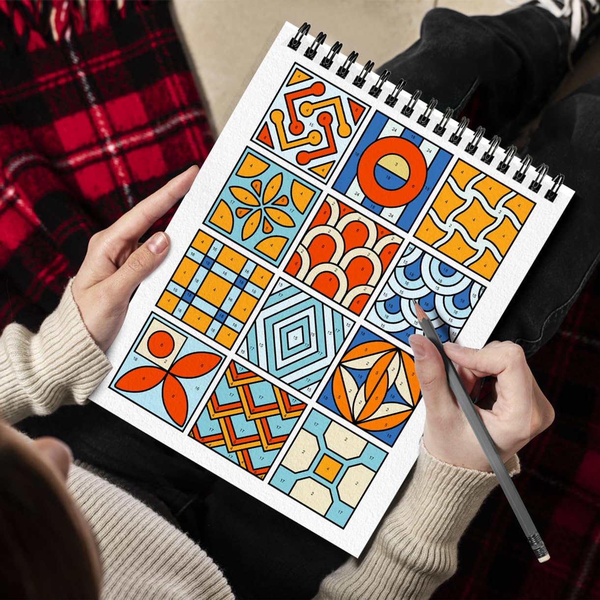 SOUTHERN LOTUS Livre de coloriage en spirale pour adultes - Motif de pleine conscience - Couleur par numéro - Cadeau de relaxation - Pour femme