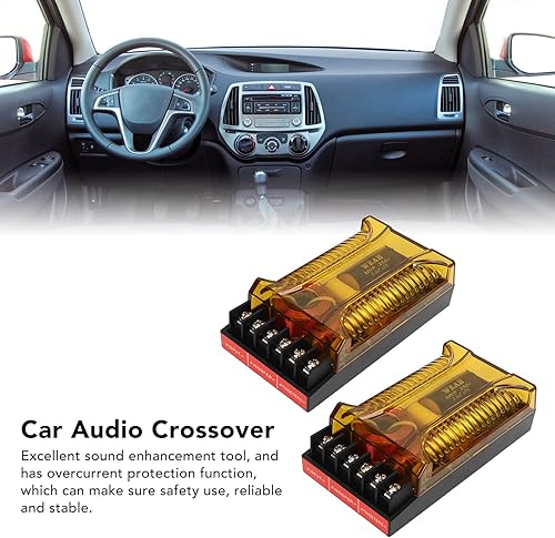 Miniatura 3 de Altavoz de audio para automóvil, 1 par de crossover de audio para automóvil de 2 vías, línea razonable de sobrecorriente universal para vehículo