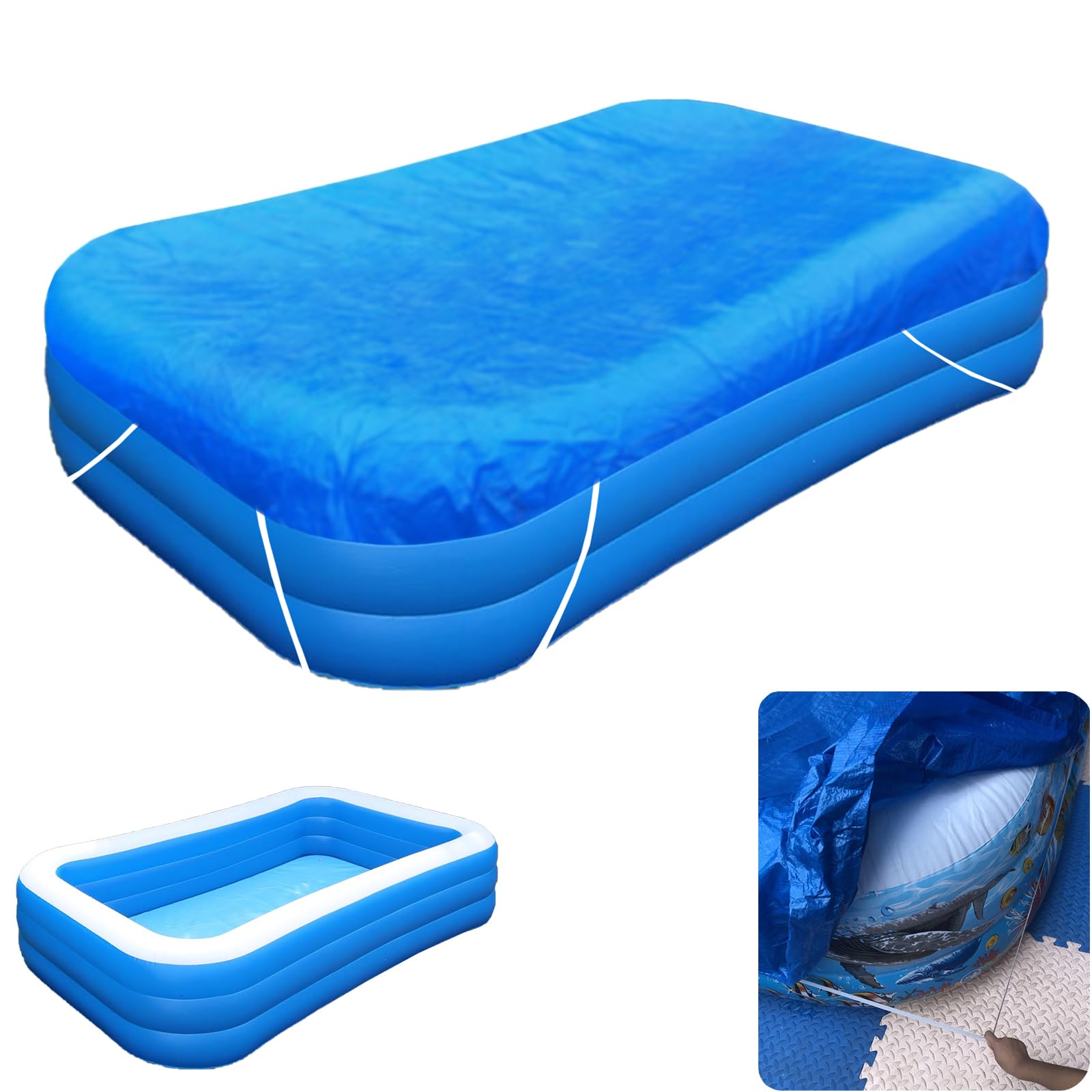 Photo 1 of 10 x 6 ft Rectangular Pool Cover,Fits 120 in x 72 in (305 cm x 183 cm),Dustproof Rainproof Waterproof Square Swimming Pool Cover Thickened Poncho Cover Cloth(only Cover) (120 in x 72 in)