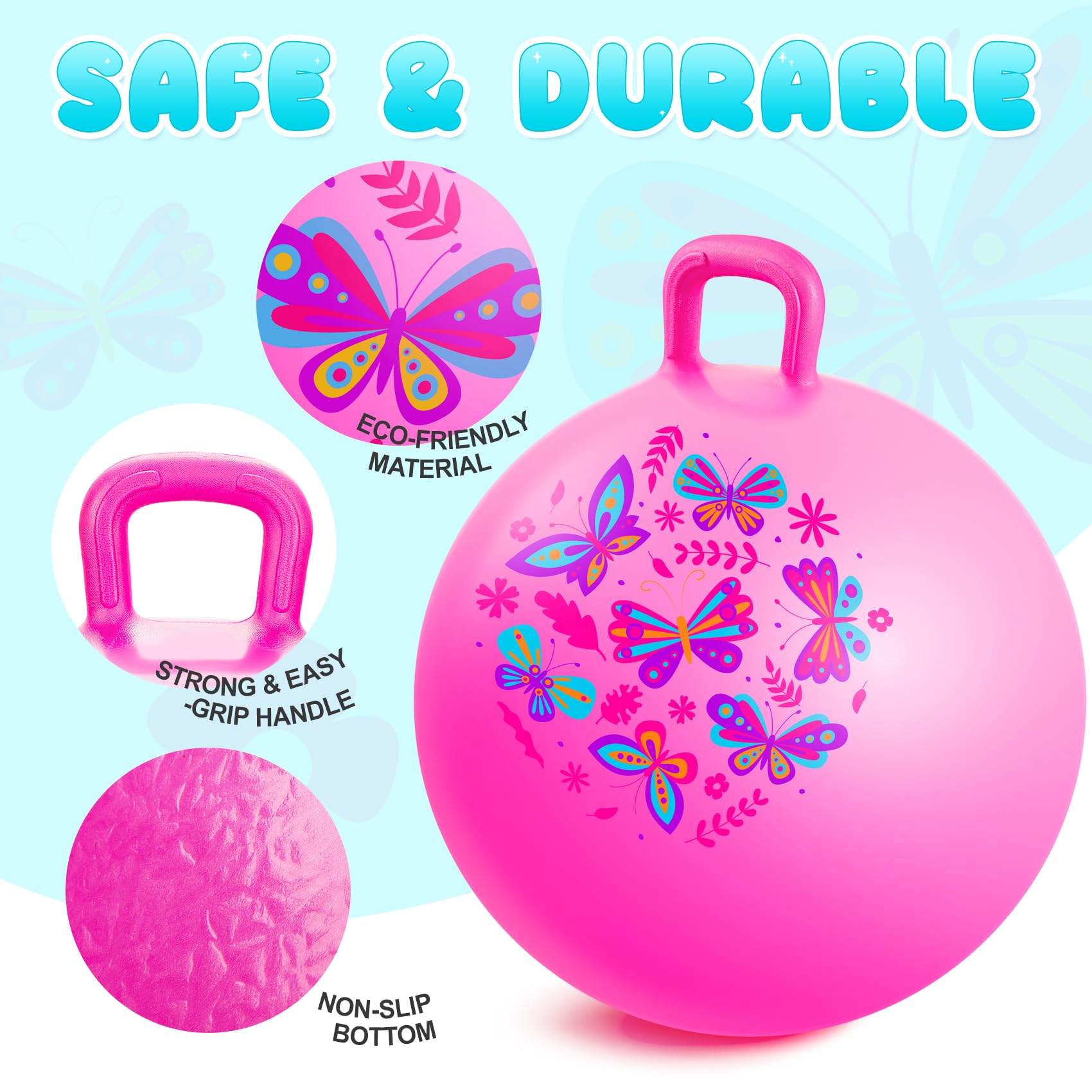 Vastoy 20 Inch Hopper Ball for Kids 6-9 Years, Anti-Slip Space Hopper with Hand Pump - Image 3