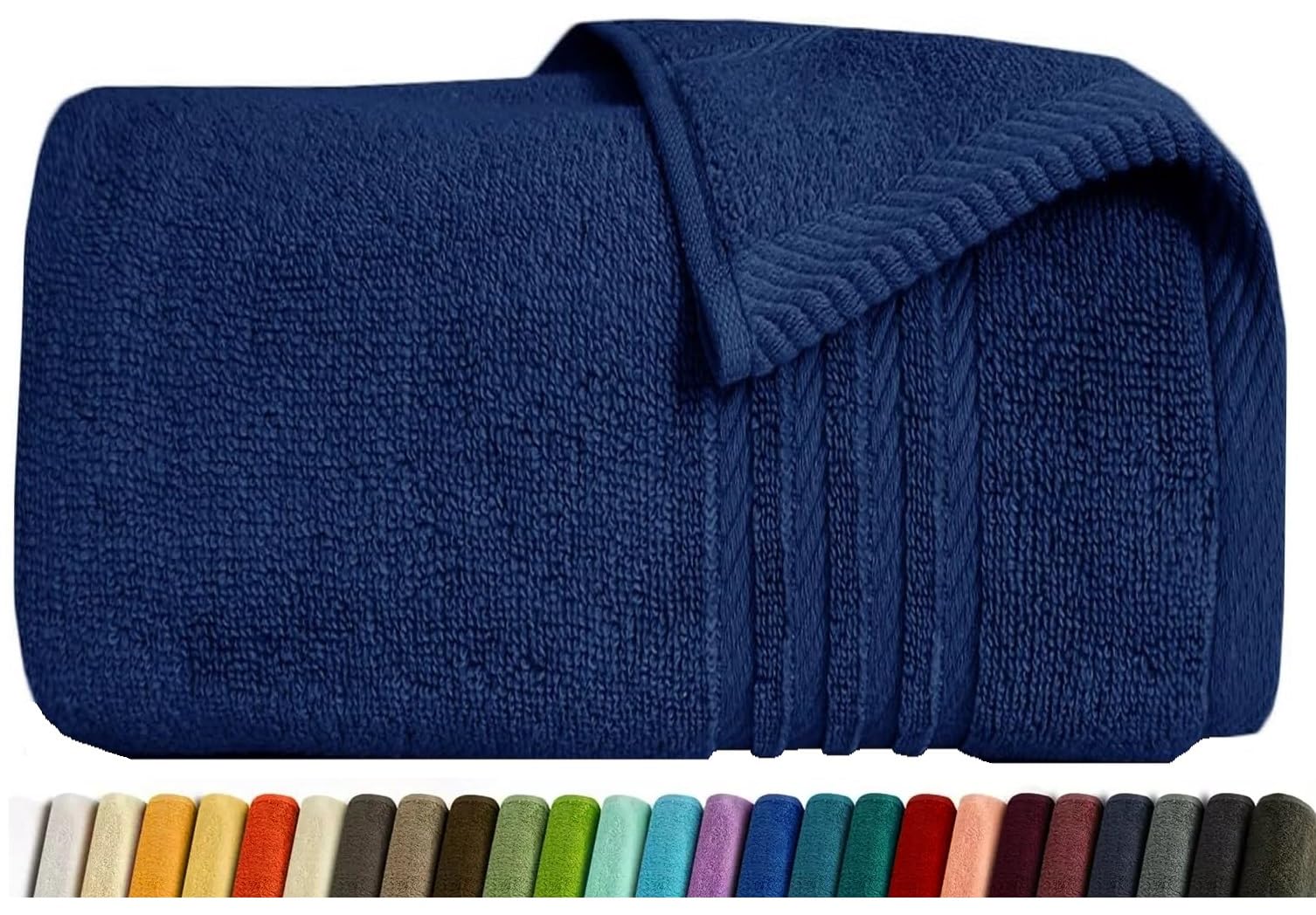 EDB Large Bath Towel 100% Egyptian Cotton Super Soft Jumbo Bath Towels 70cm x 140cm, 500-GSM Highly Absorbent Bathroom Towels (Navy Blue, Bath Towel)
