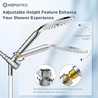 Vista 5 de Combo de Cabezales de Ducha de Mano con Doble Filtro, HOPOPRO Juego de Cabezales de Ducha de Lluvia de Alta Presión de 15 Modos con Filtro