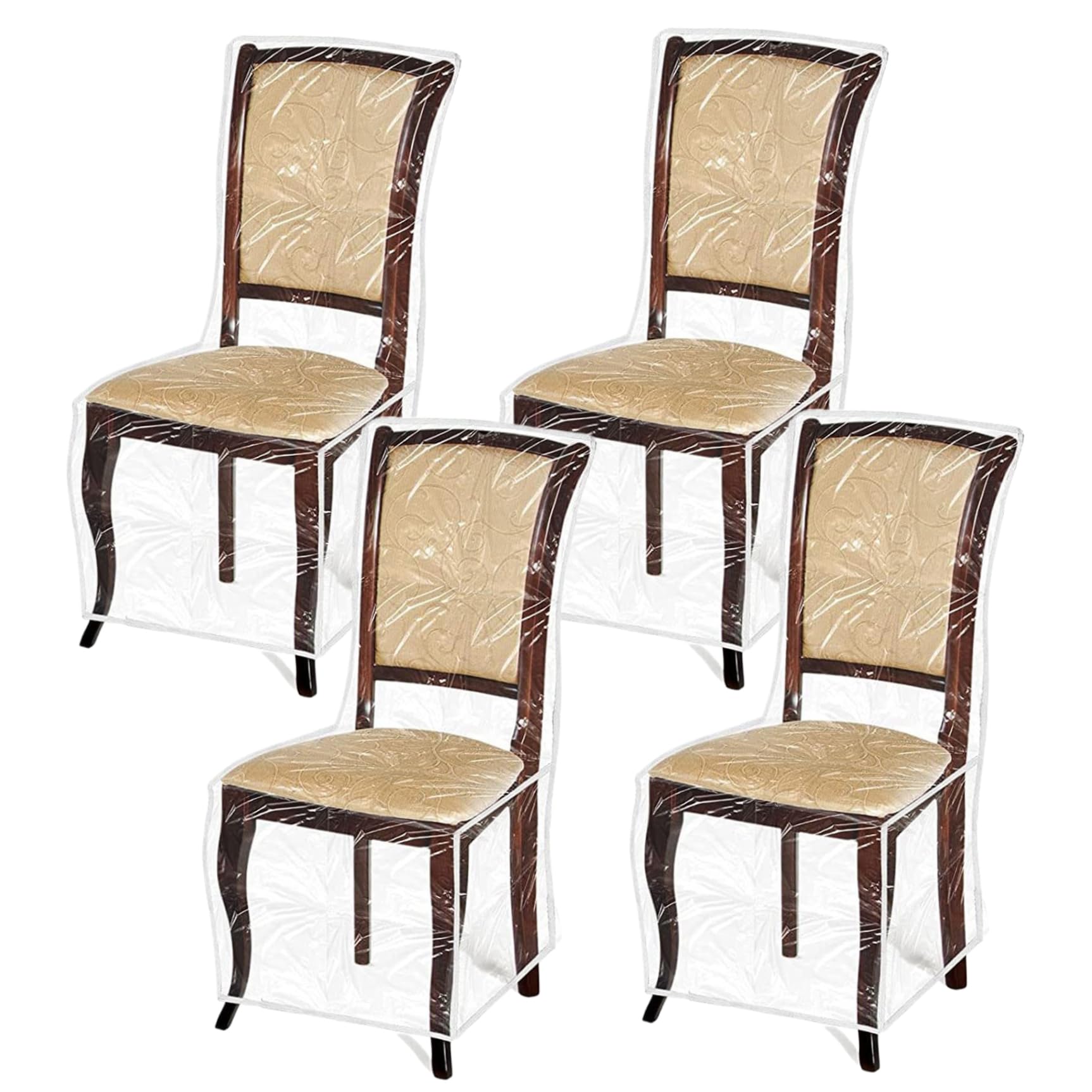 Housses de chaise de salle à manger en plastique transparent robuste anti-poussière