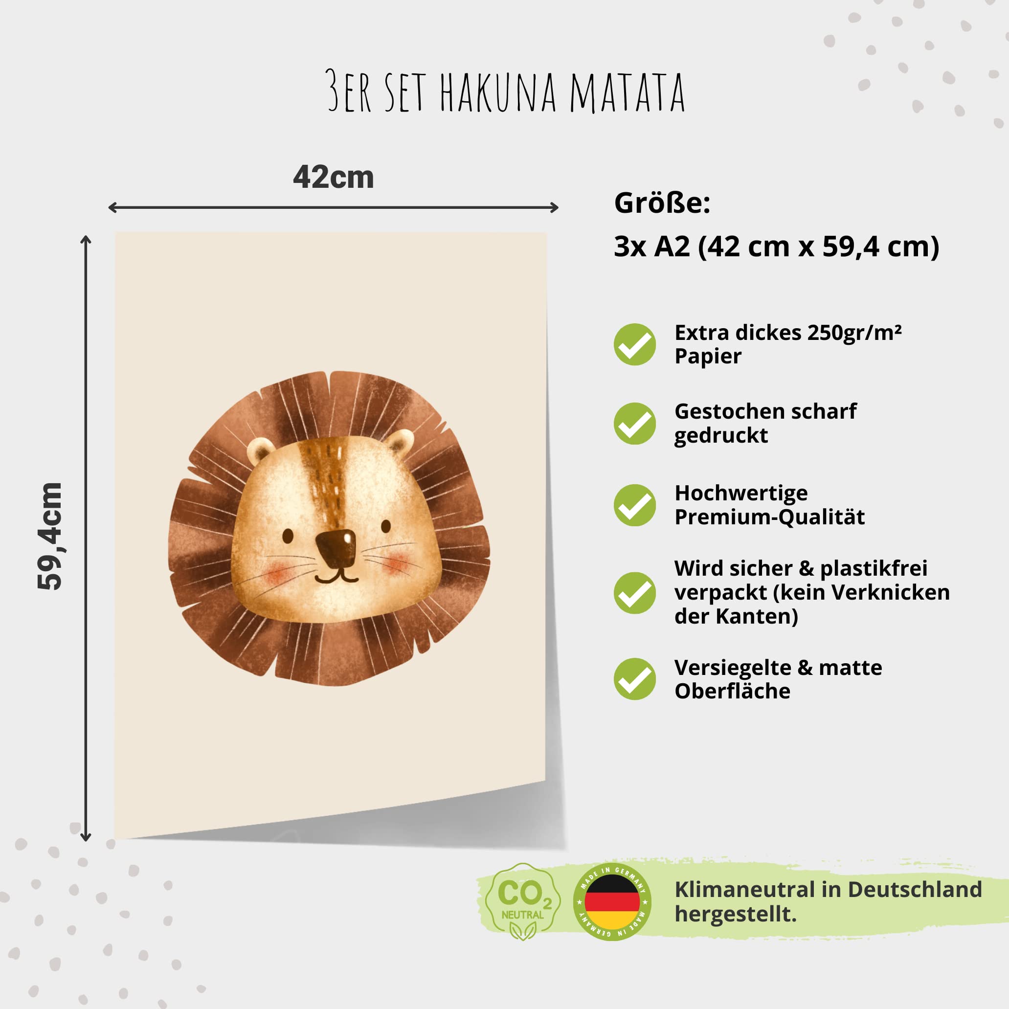 MeinBaby123 Poster pour chambre d'enfant, lot de 3 unités, format DIN A2, tableaux muraux, tableaux décoratifs, décoration pour chambre de bébé, cadeau pour naissance, poster mural premium