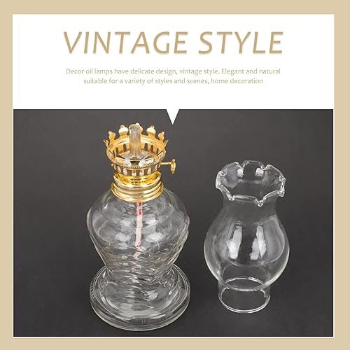 Miniatura 7 de 2 faroles de vidrio de queroseno para lámpara de aceite, lámparas de aceite vintage para uso en interiores, lámpara de aceite de cámara, lámpara