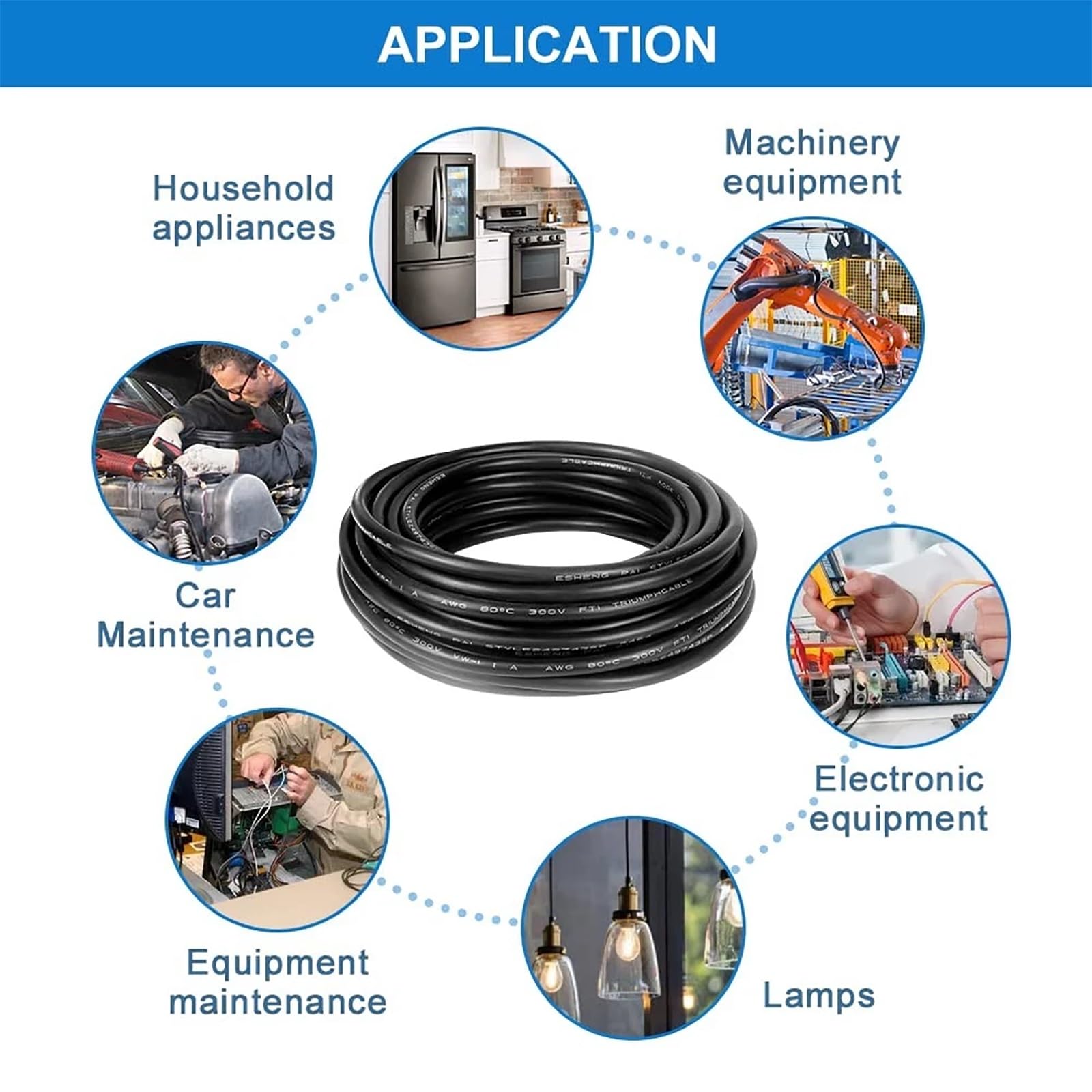 Wysokotemperaturowy przewód elektryczny, 2-żyłowy kabel UL 2586 10-20 AWG 25/50/100 Ft Miedź cynowana termicznie PVC(100ft,14AWG)