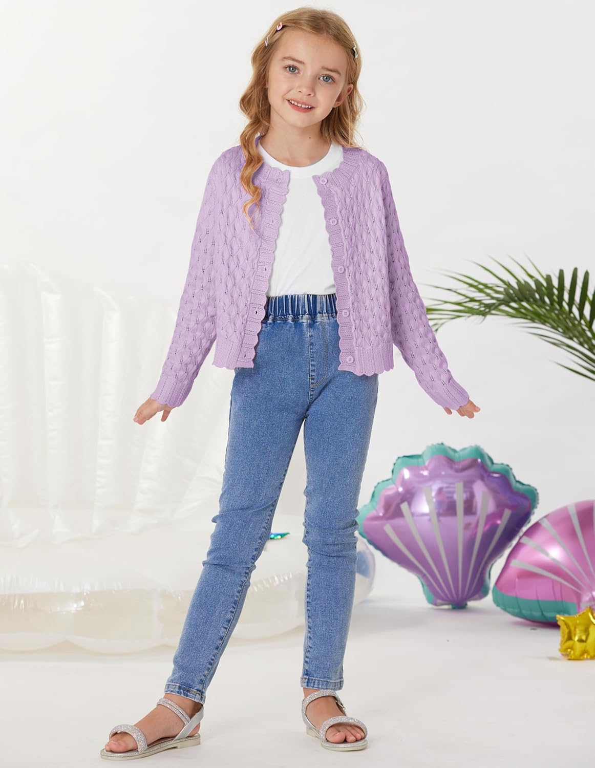 GRACE KARIN Girls Long Sleeve Sweater Cardigan Kids Cropped Cable Knit Button Front Sweaters 6-13Y - Image 7