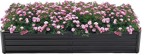 Thanaddo Cama elevada de jardín al aire libre, kit de cama de jardín de acero galvanizado para verduras, flores, hierbas y suculentas (8 x 4 x 2