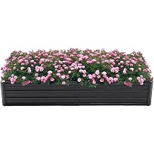 Thanaddo Galvanized Raised Garden Bed 6x3x1ft Outdoor Planter Box Galvanized Steel Garden Bed Kit for Vegetables, Flowers, Herbs and Succulents Black