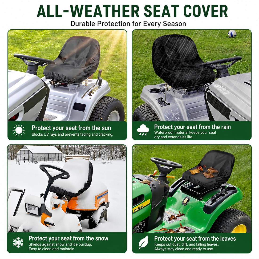 Housse Siège Tondeuse pour John Deere X320, Protection Siège pour Tracteur Tondeuse, Housse Résistante à la Poussière Usage Extérieur pour Riding Mower,C Yellow