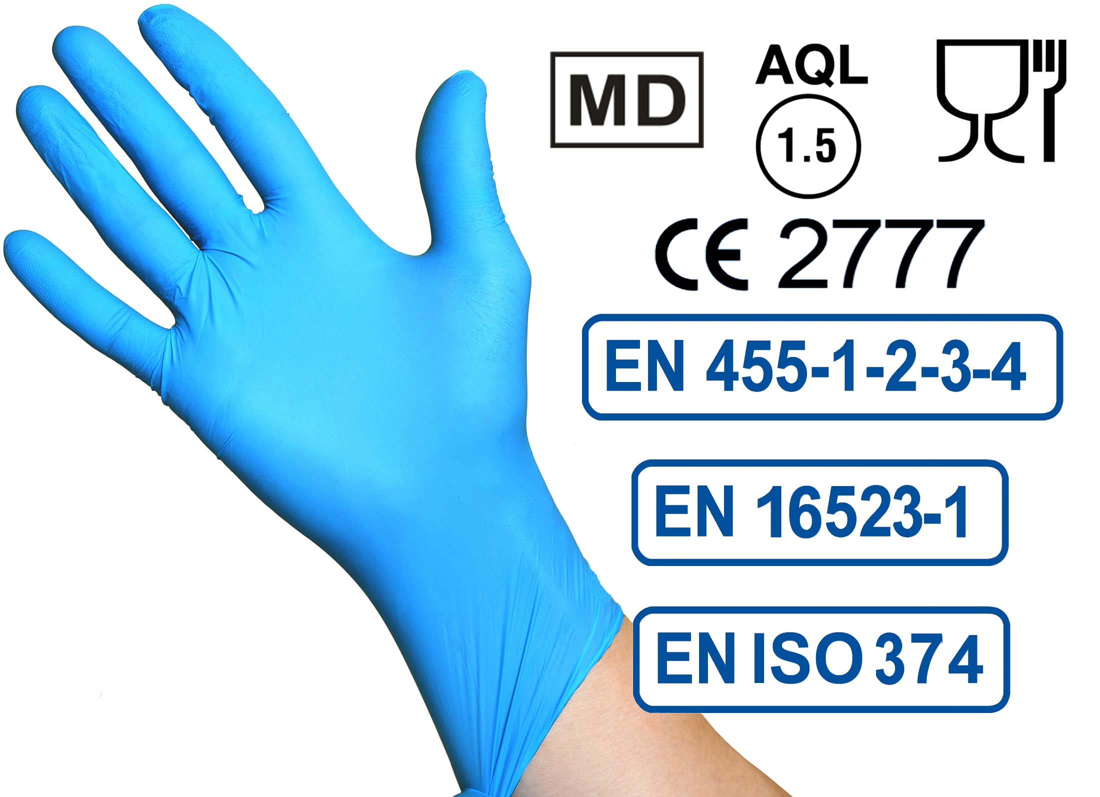 R MOVE 200 guanti monouso in nitrile senza polvere, gloves ambidestri usa e getta per alimenti, non sterili, senza lattice, ipoallergenici - per ambiti medici, Estetisti, Tatuatori (Blu, M)