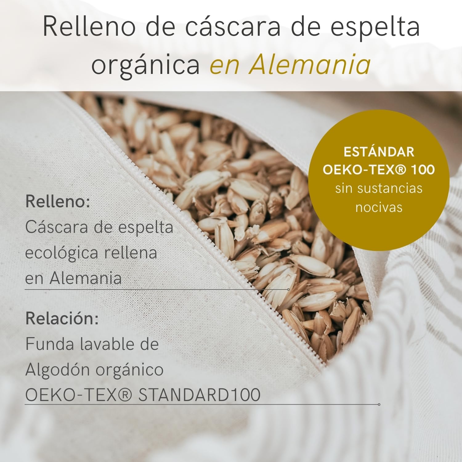 Lotuscrafts Rollo de Yoga para Yin Yoga Ø24 cm - Rollo de Yoga con Relleno de Espelta - Funda de Algodón Lavable - Rollo de Yoga para Yoga Restaurativo - Certificado Gots