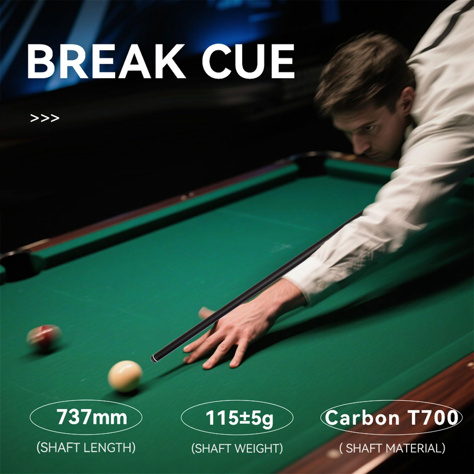 Amazon.co.jp: ビリヤード キュー T700カーボンファイバー前肢 3K綾