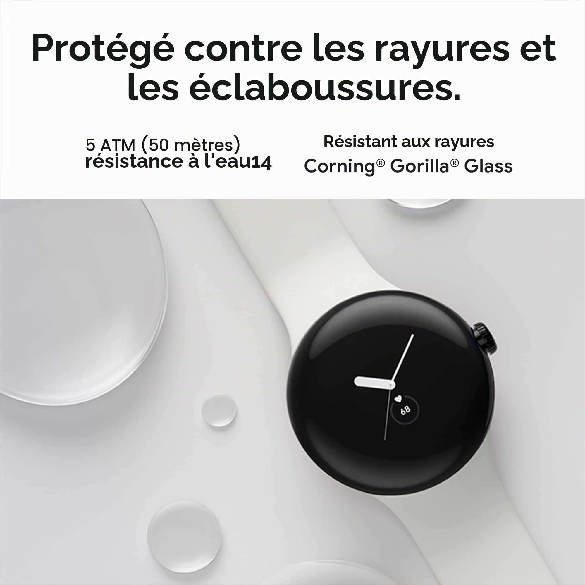 Google Pixel Watch 1ère génération – Montre intelligente Android avec suivi d'activité Fitbit – Montre de suivi de la fréquence cardiaque – Boîtier en acier inoxydable noir mat avec bracelet actif en