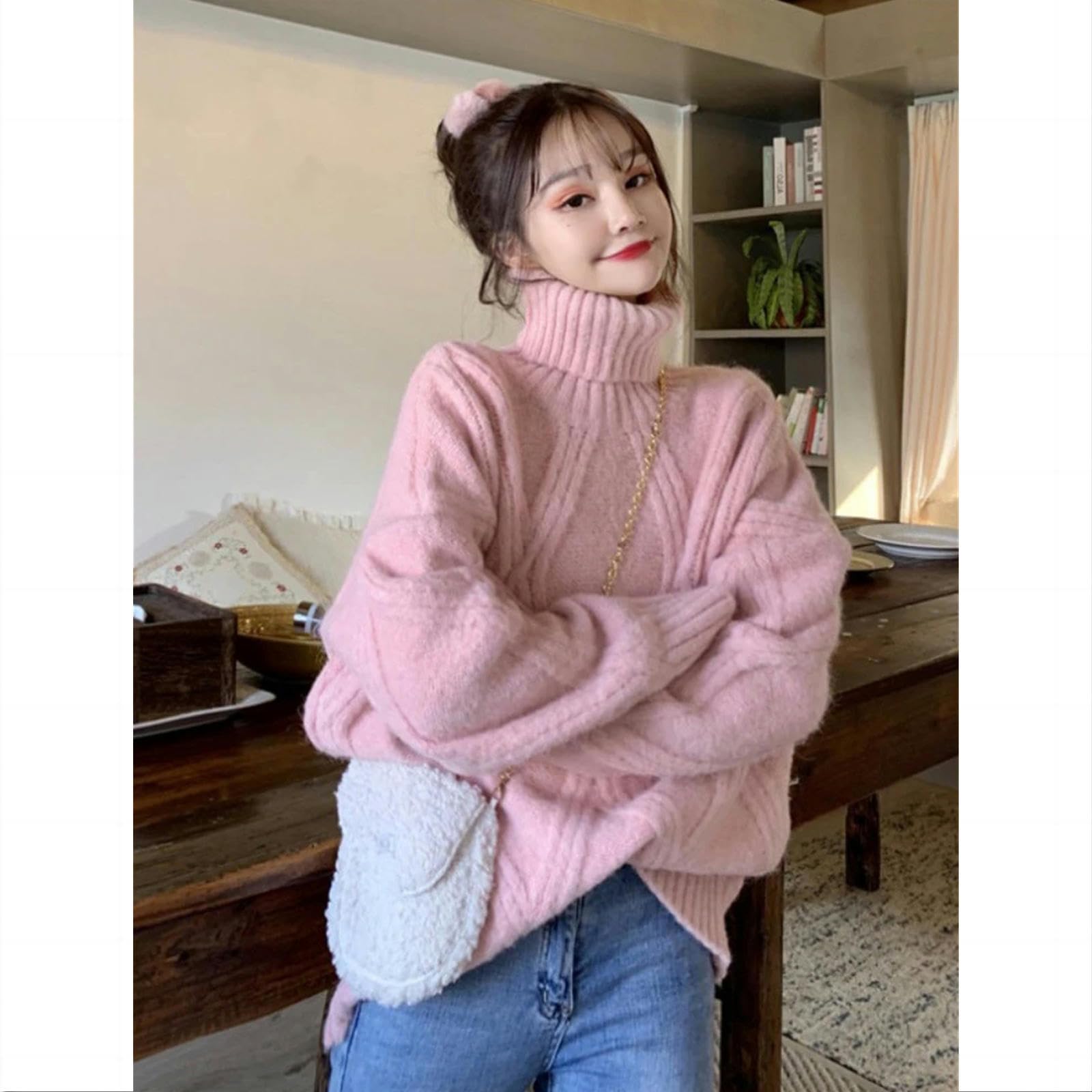 MdybF Maglione Donna Maglioni per Donne Autunno Inverno Ispessimento Casual Pullover Filo Vite da Donna