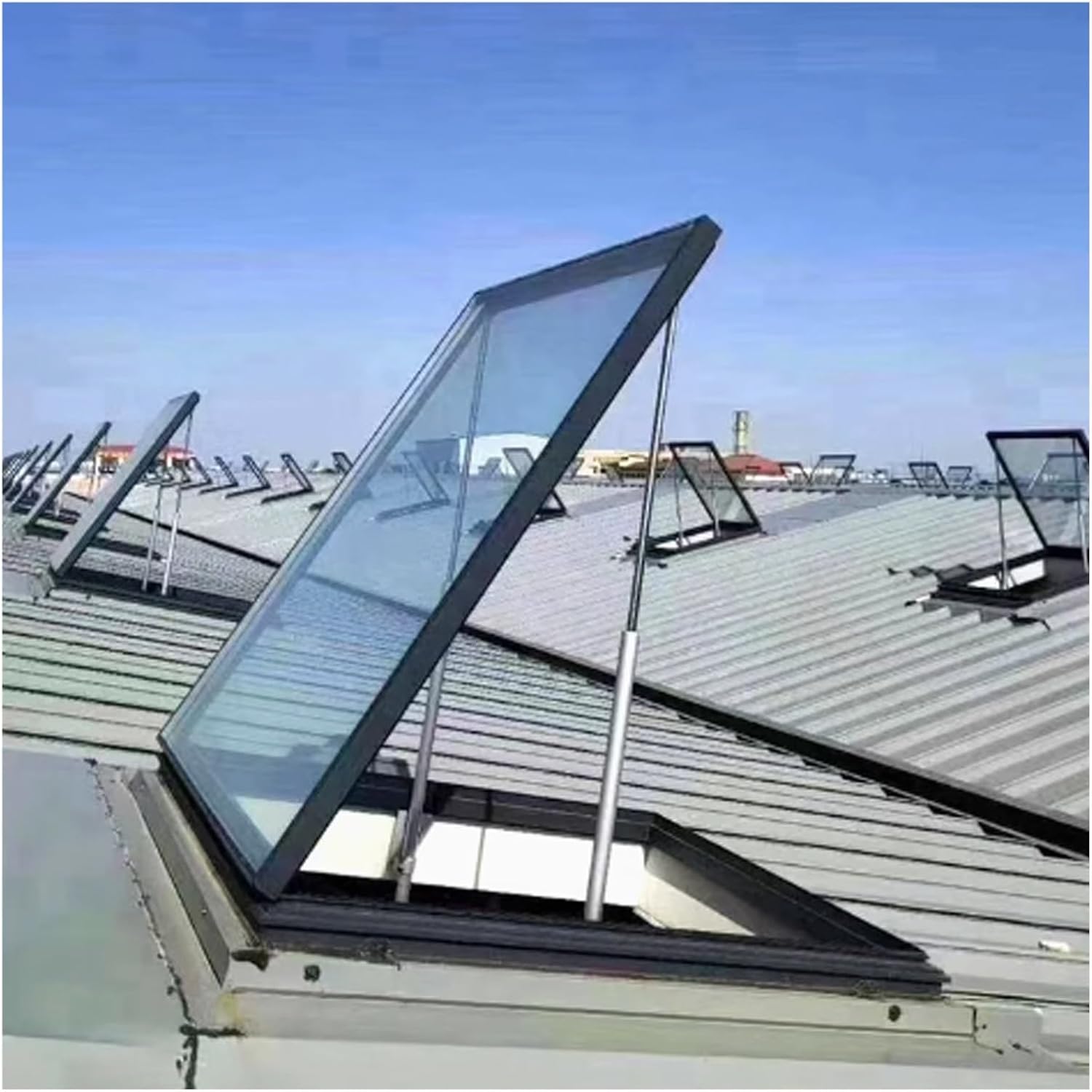 14x14 40x40 Skylight Window - Attic Skylight Lids with 0.8" Double-Layer Tempered Glass & Gas Strut Rods, Large Basement Roof Access (14x28in) for Optimal Natural Light